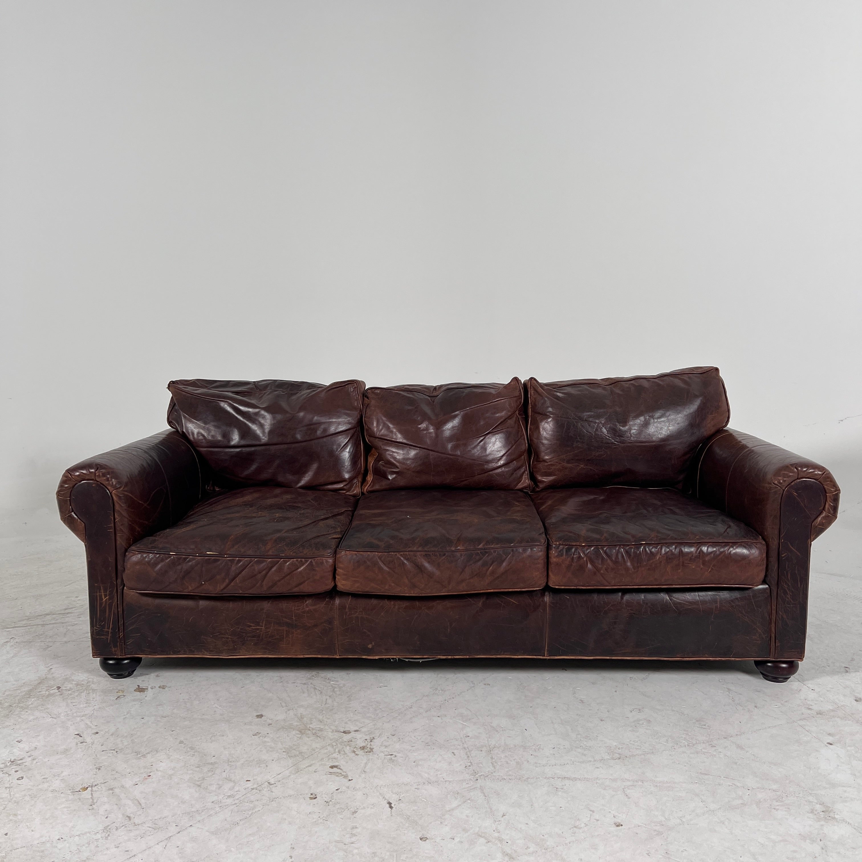 Restoration Hardware Lancaster Leather Sofa. RH leather couch
