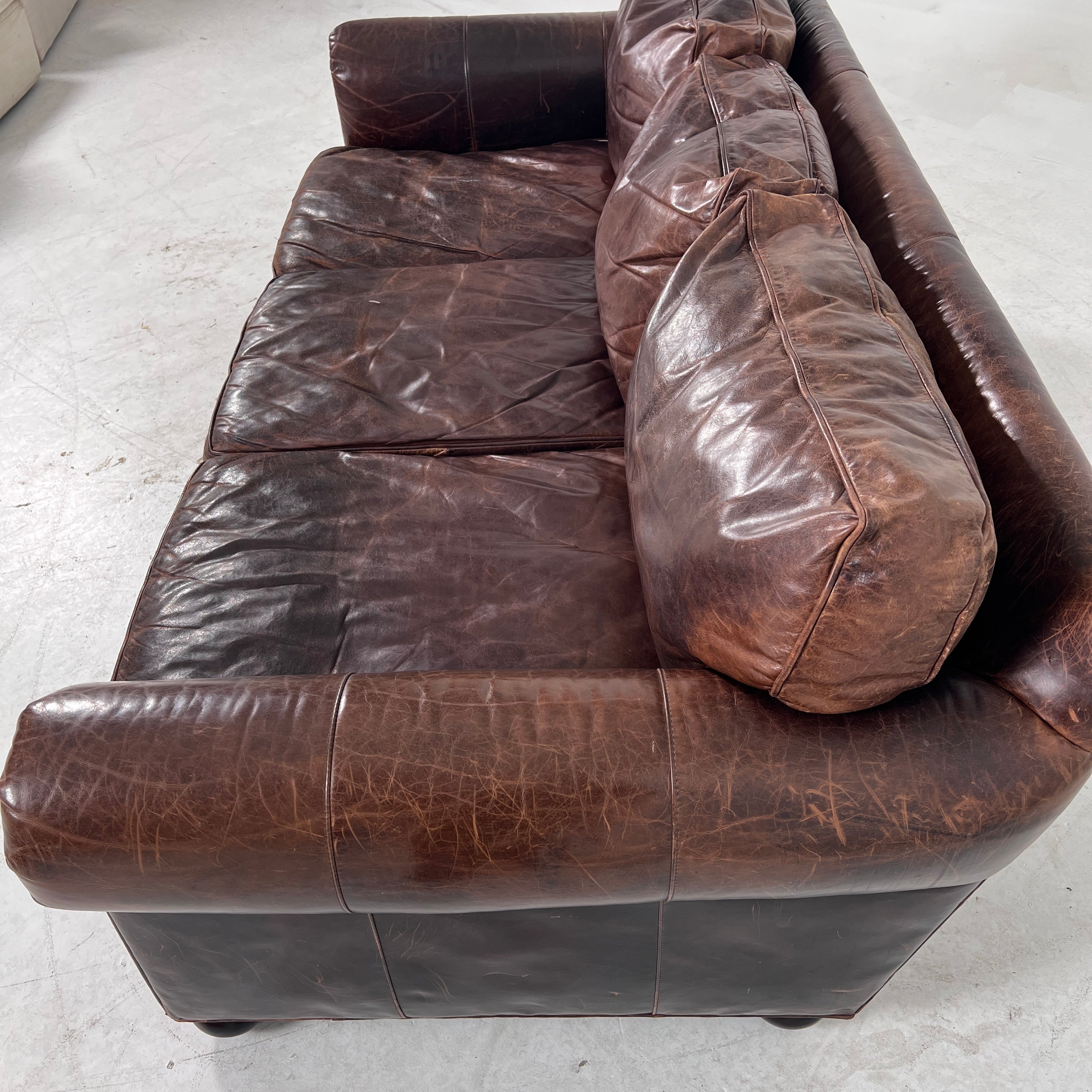 Restoration Hardware Lancaster Leather Sofa. RH leather couch