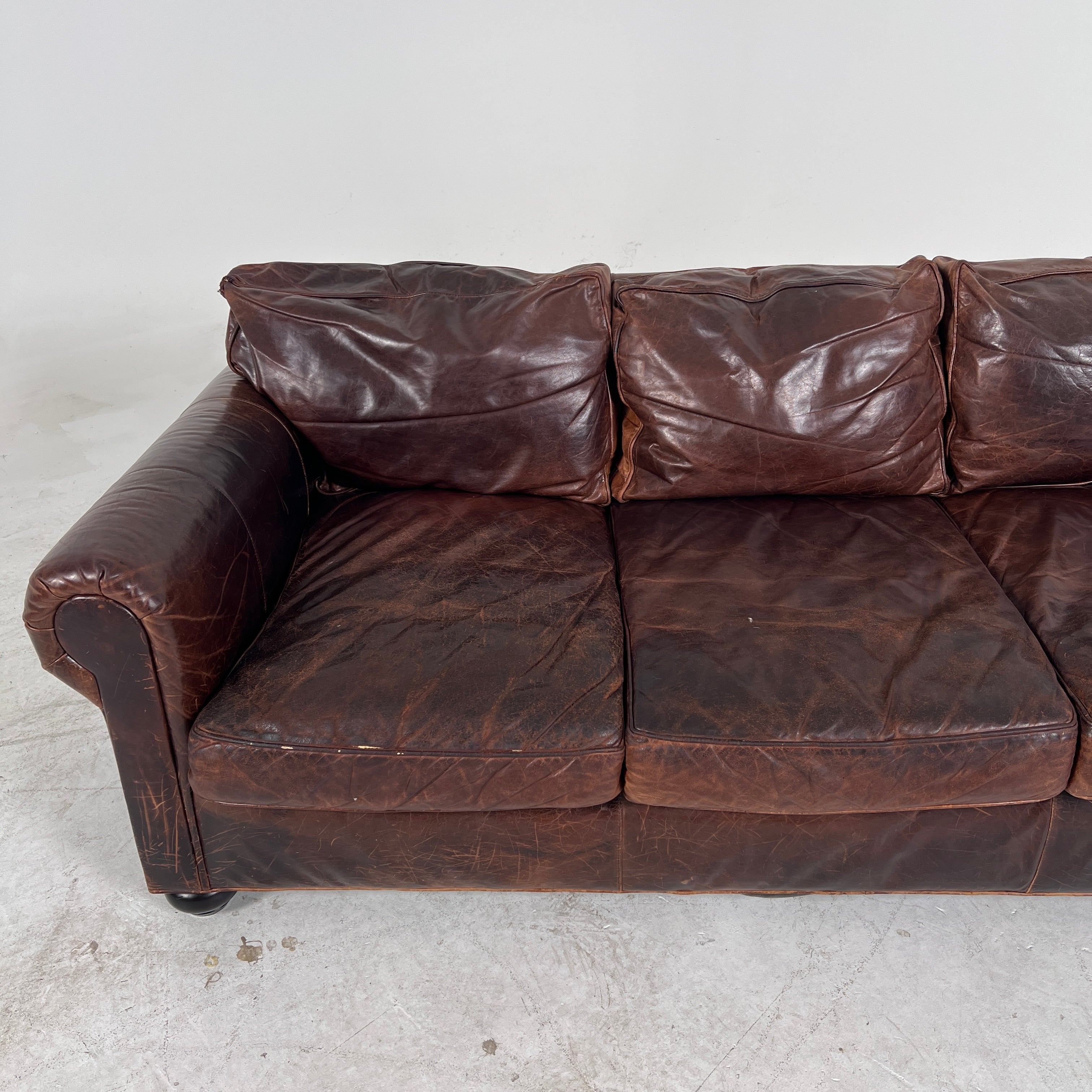 Restoration Hardware Lancaster Leather Sofa. RH leather couch