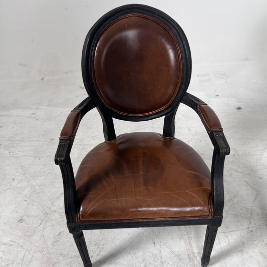 Restoration Hardware French Round leather dinning chairs