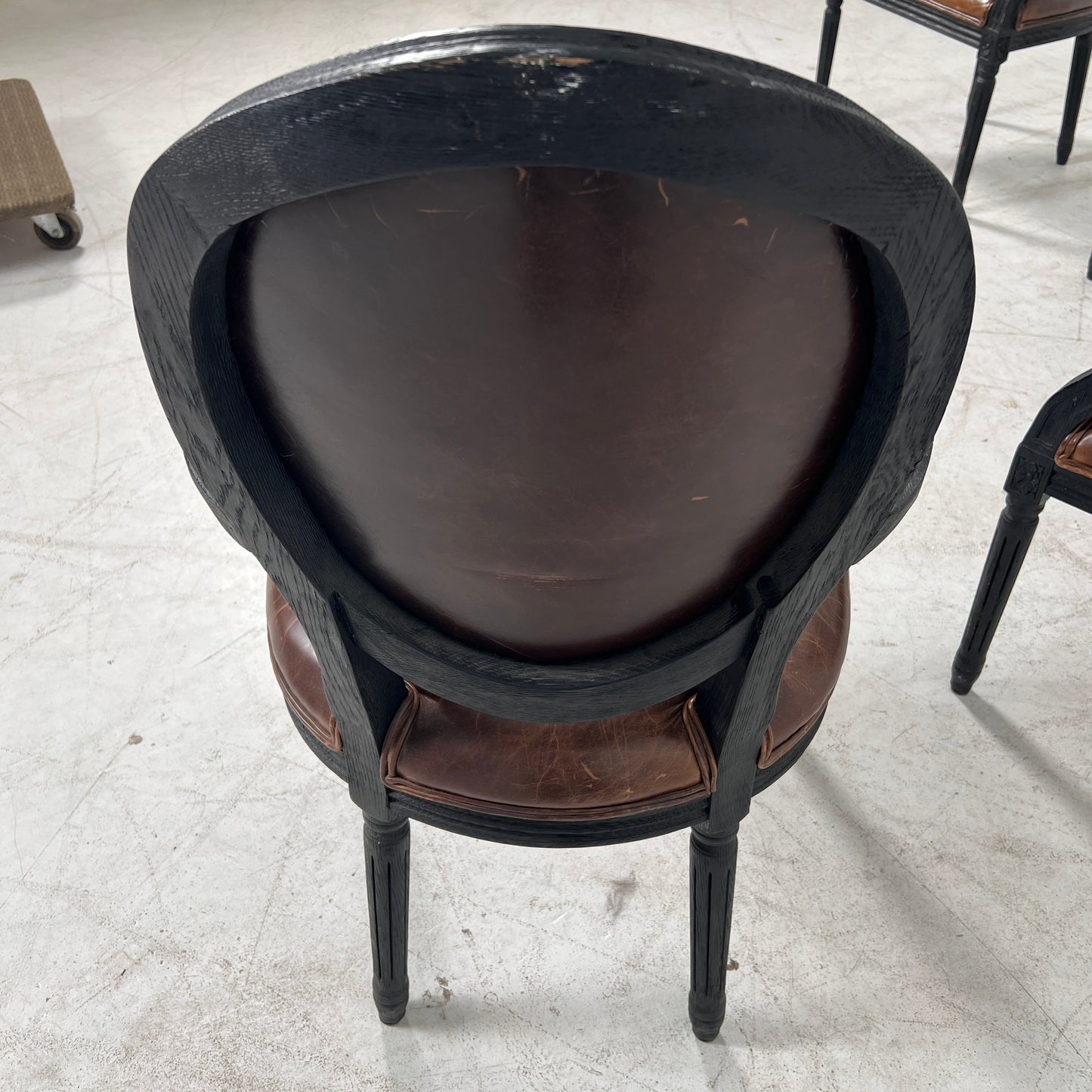Restoration Hardware French Round leather dinning chairs