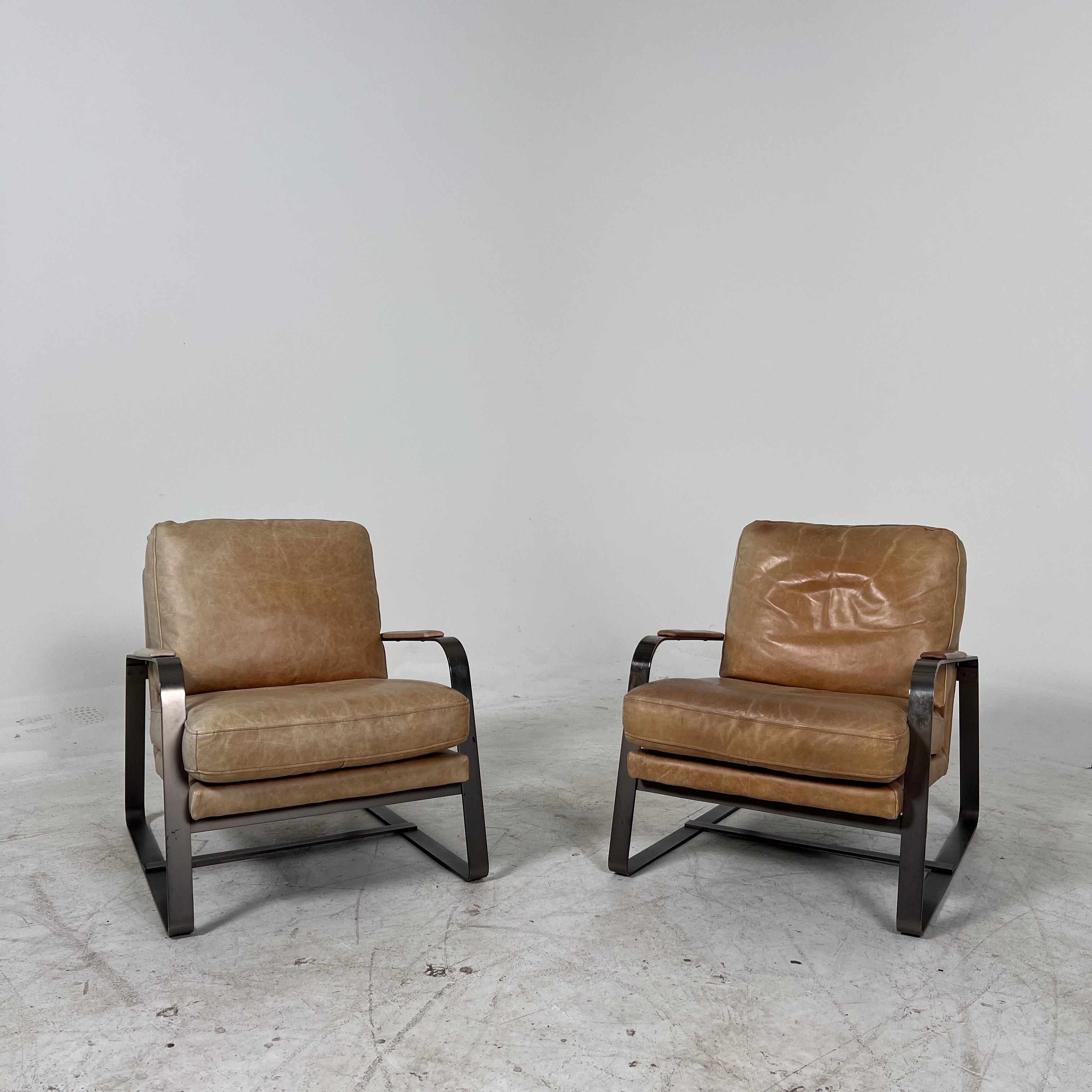 Pair or leather Chairs. Mid century modern armchairs. delivery available