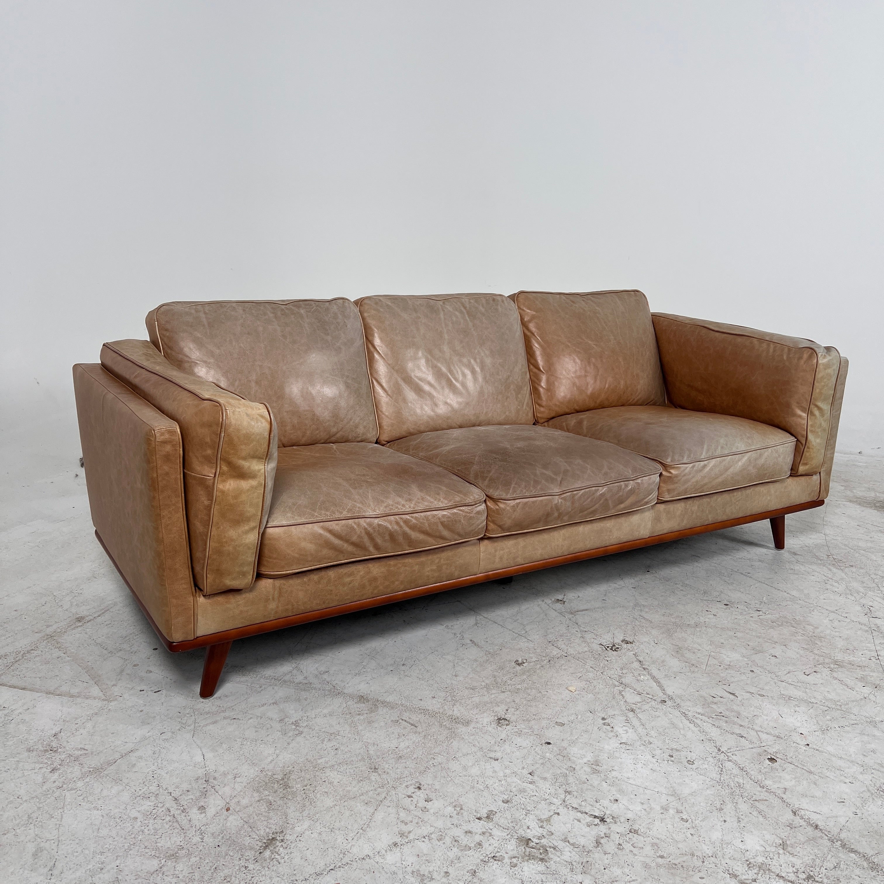 Structube Rowan leather Sofa. Mid century modern couch. delivery available