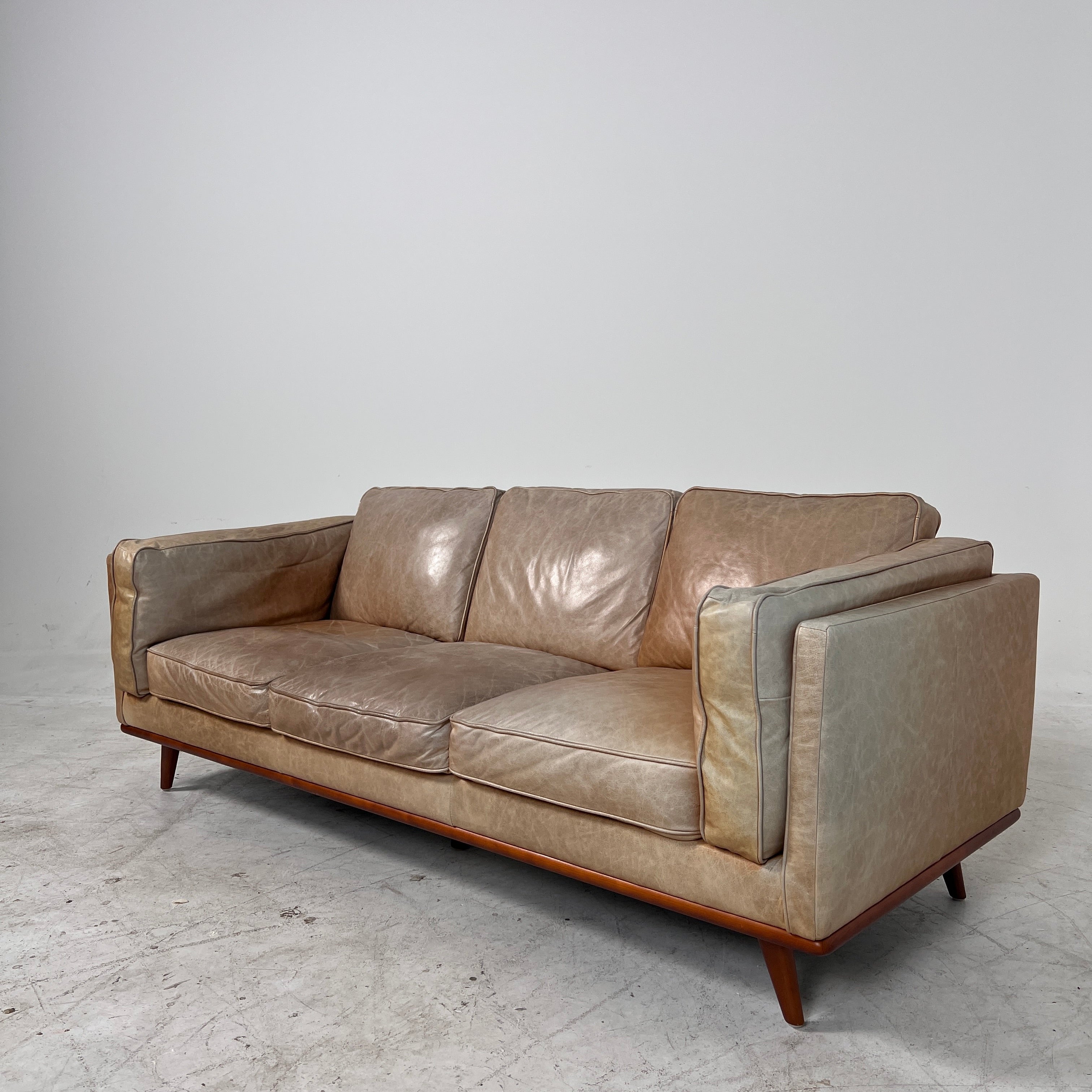 Structube Rowan leather Sofa. Mid century modern couch. delivery available