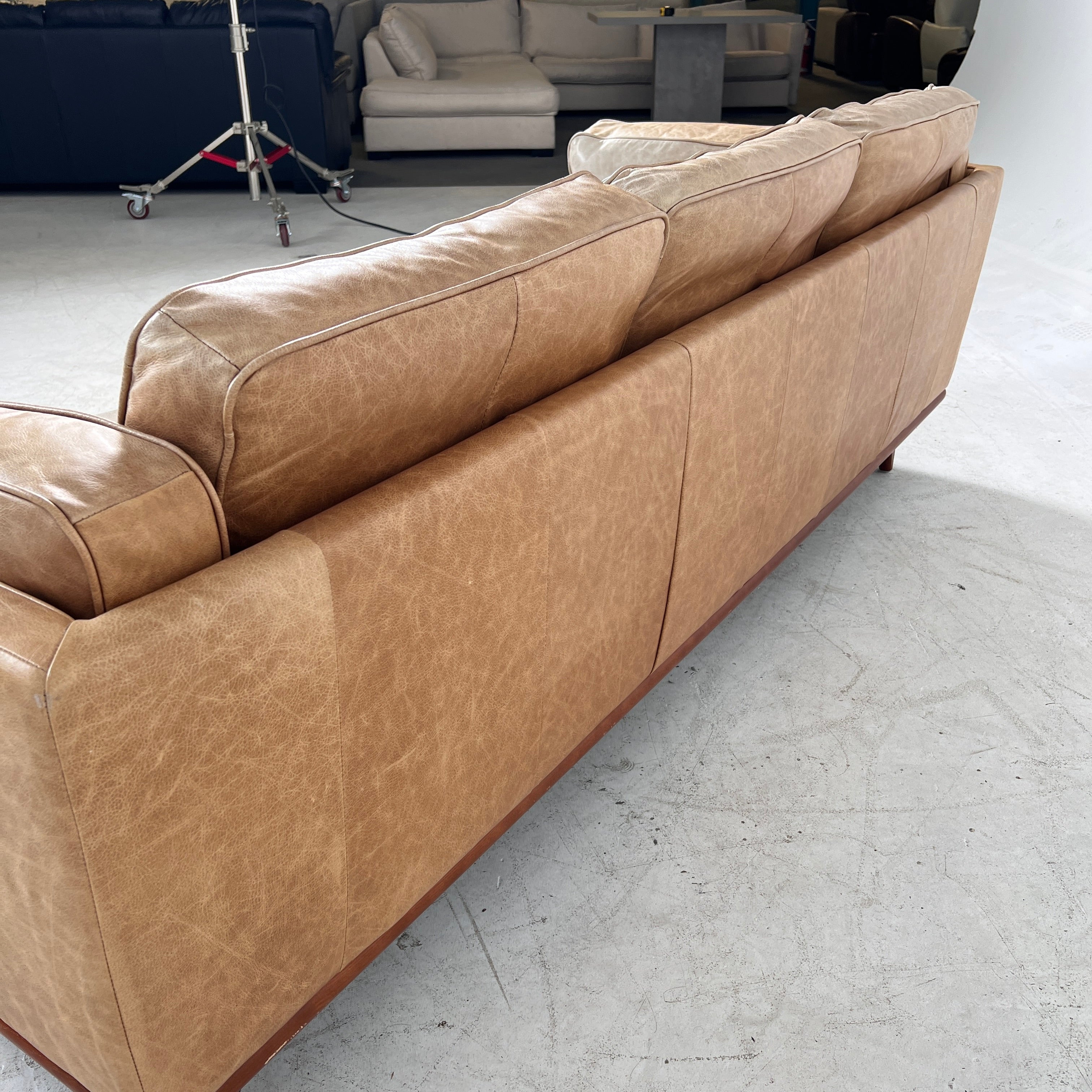Structube Rowan leather Sofa. Mid century modern couch. delivery available