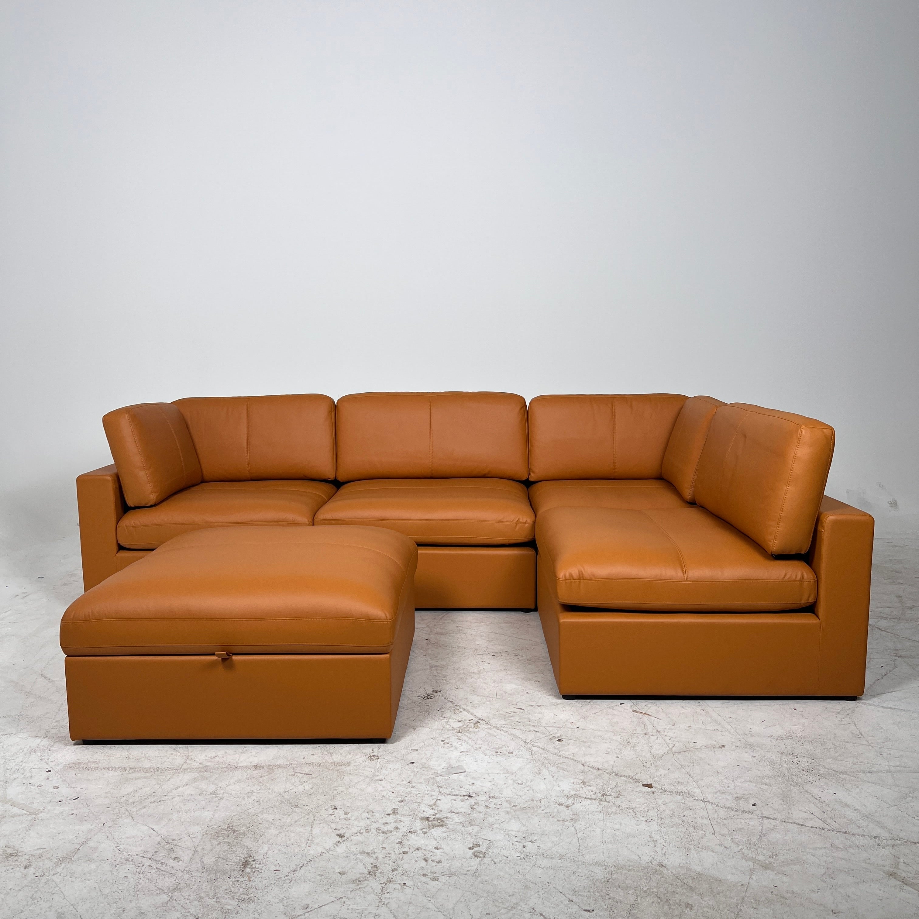 Brand New Cognac leather sectional. 5 piece modular sofa couch. delivery available