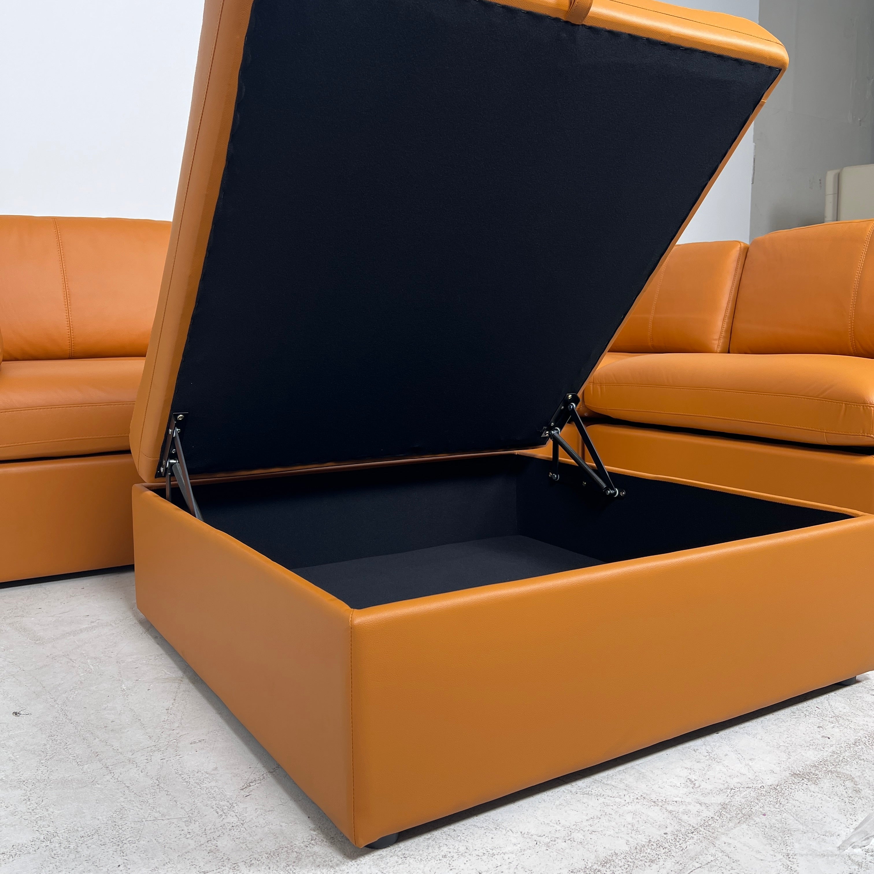 Brand New Cognac leather sectional. 5 piece modular sofa couch. delivery available