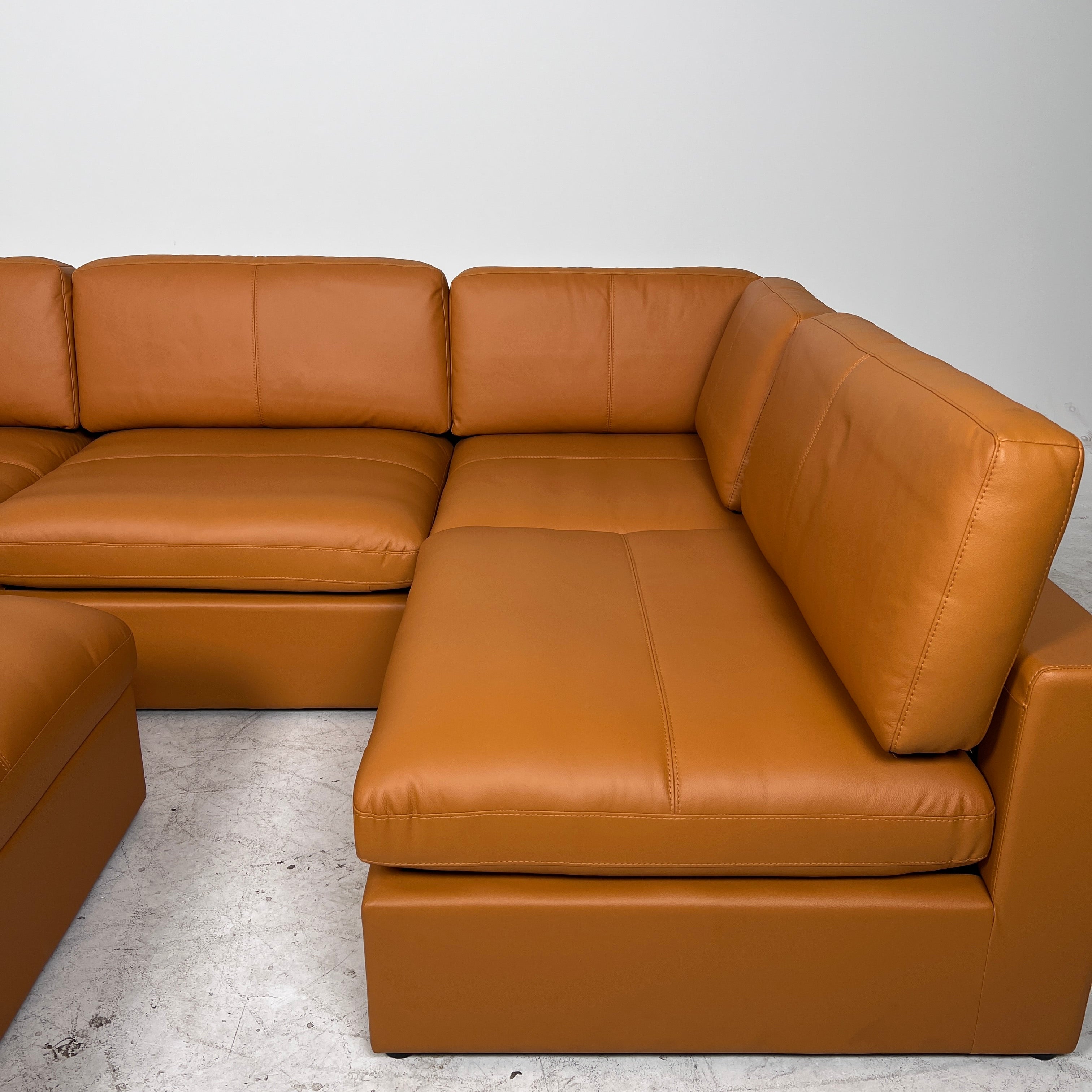 Brand New Cognac leather sectional. 5 piece modular sofa couch. delivery available
