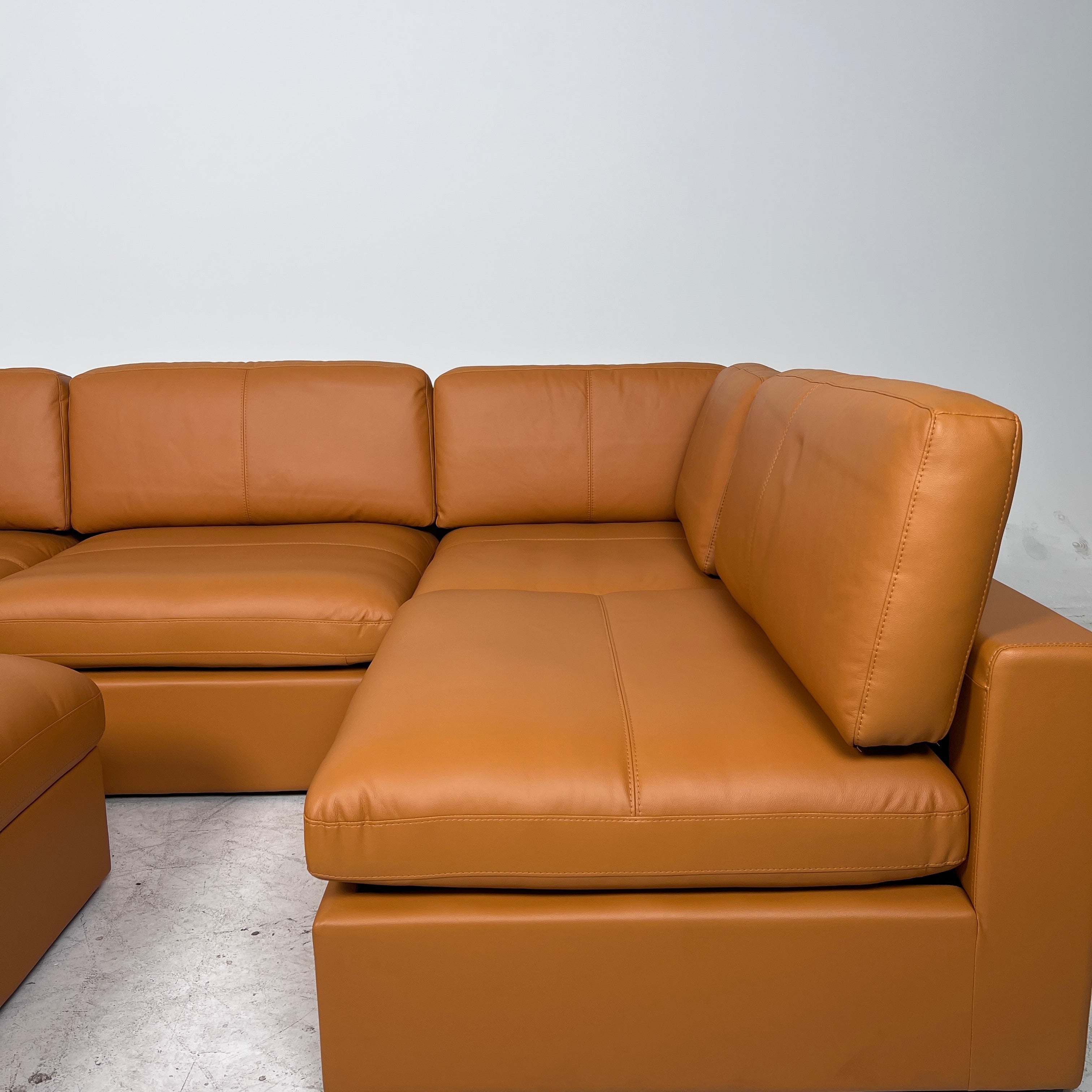 Brand New Cognac leather sectional. 5 piece modular sofa couch. delivery available