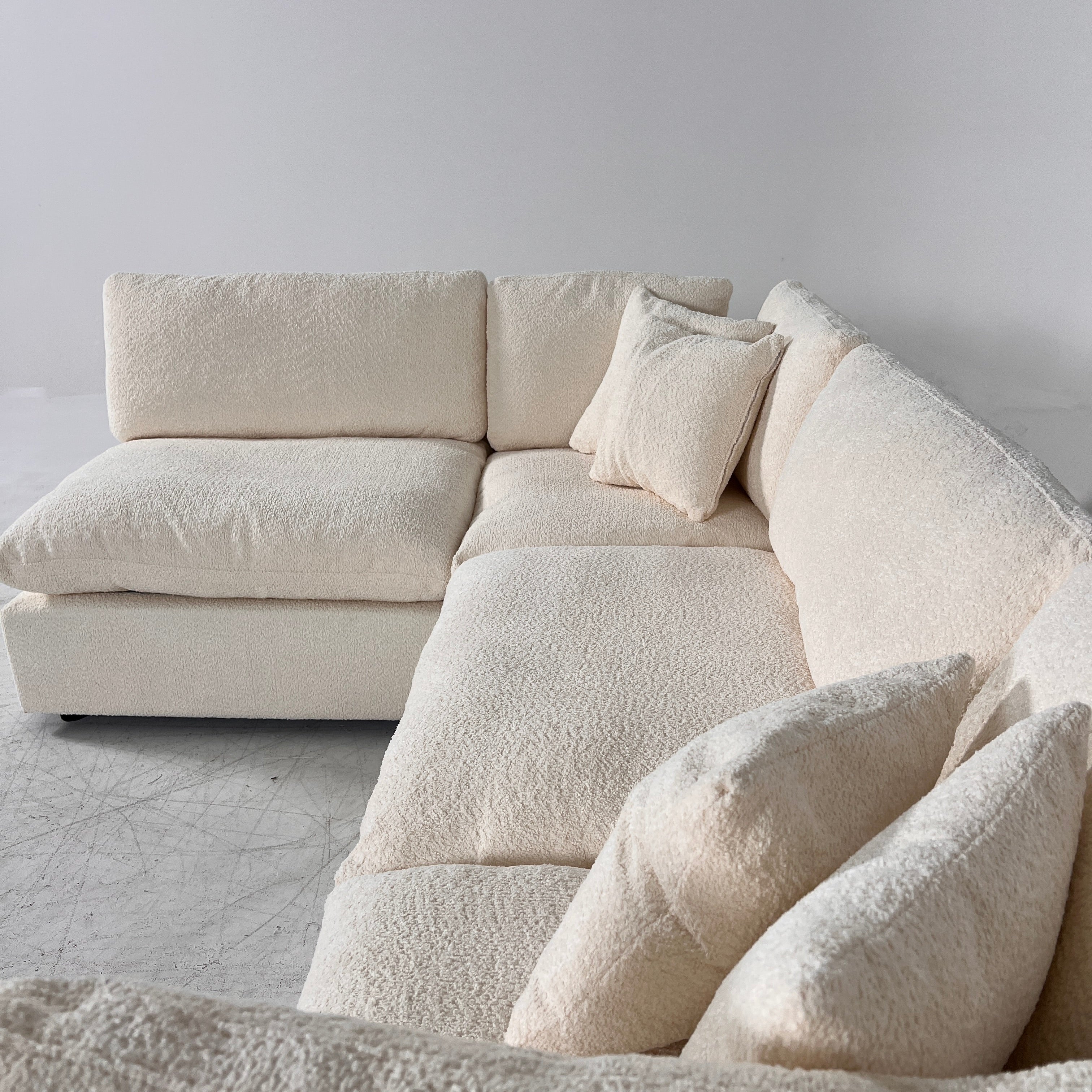New CasaBella Mochi Cloud sectional. Boucle modular L shaped sofa couch. delivery
