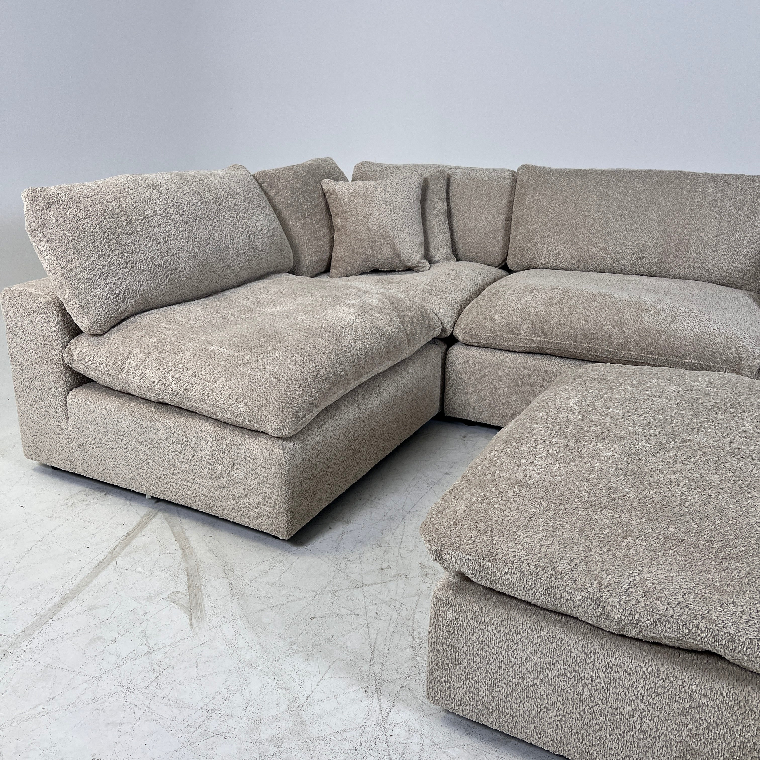 New CasaBella Mochi Cloud sectional. Boucle modular L shaped sofa couch. delivery