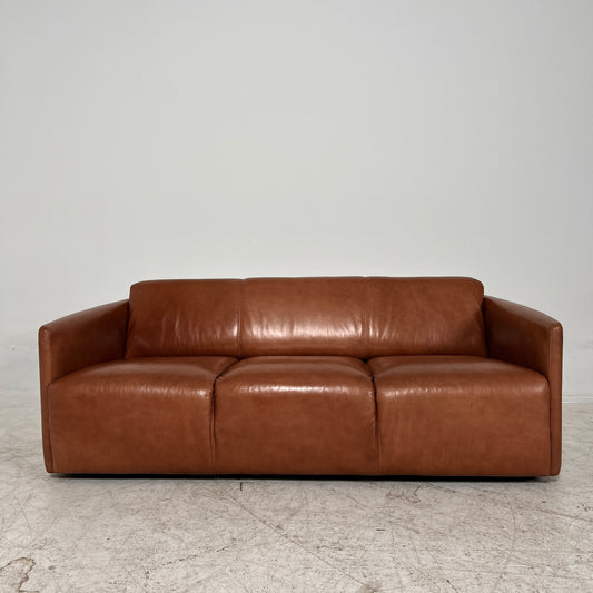 Nicoletti Leather 3 seater sofa. Italian Cognac couch. Delivery available