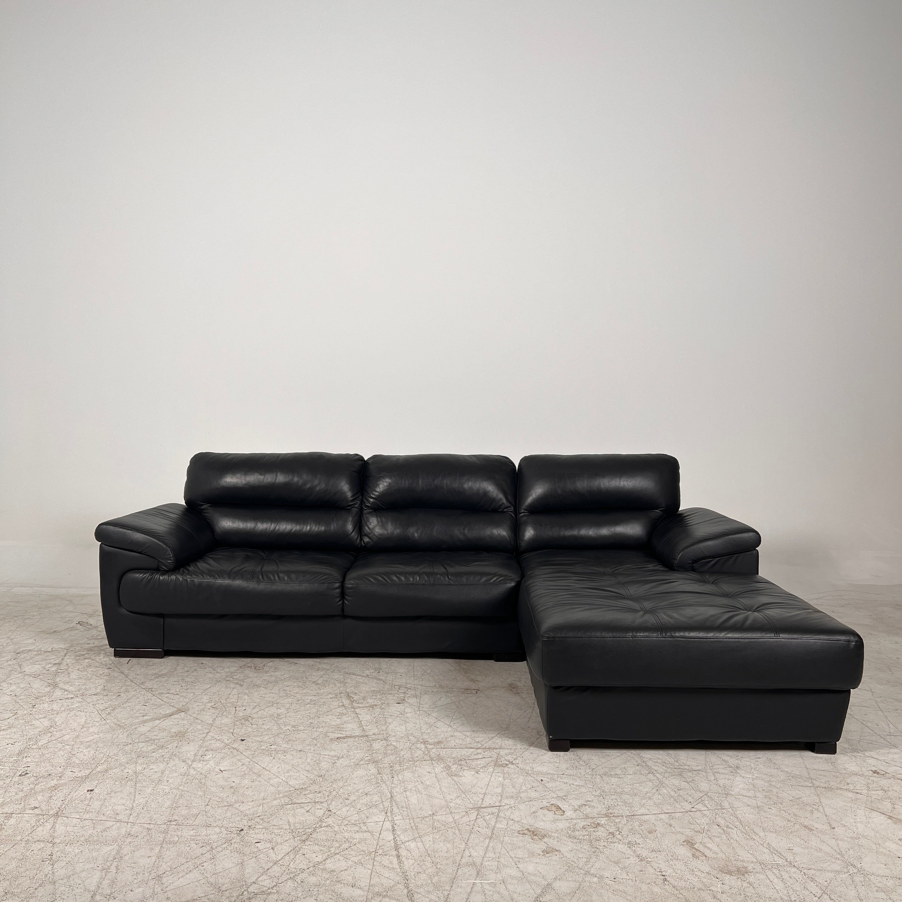 Black Leather Sectional. L shaped sofa couch. Delivery available