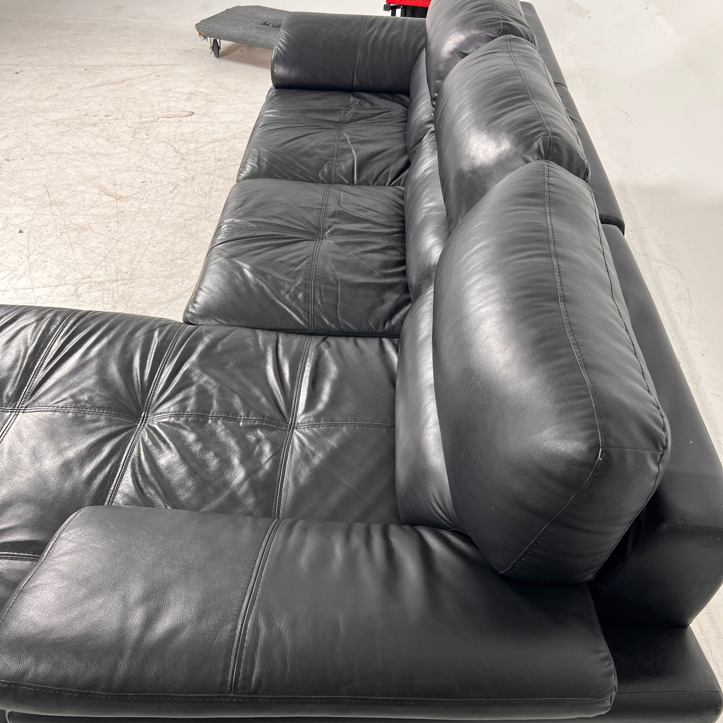 Black Leather Sectional. L shaped sofa couch. Delivery available