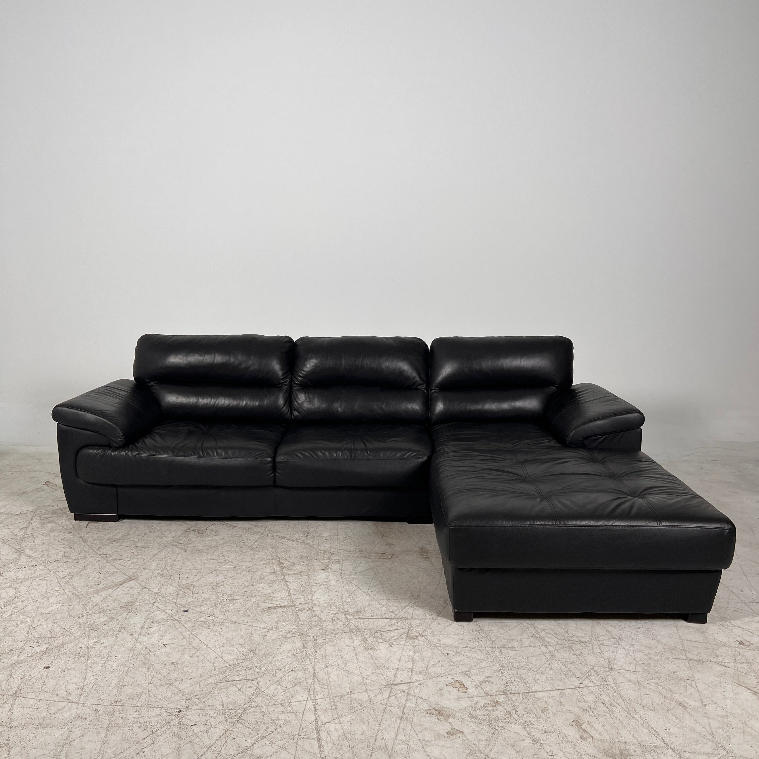 Black Leather Sectional. L shaped sofa couch. Delivery available
