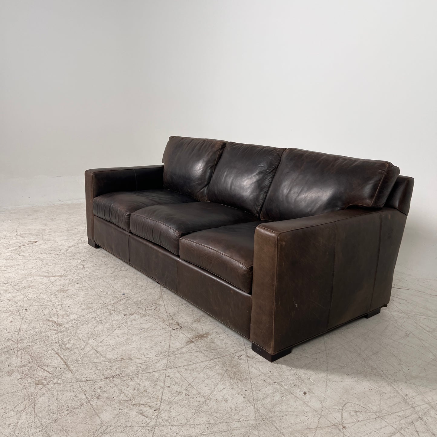 Crate & Barrel Axis Distressed leather Sofa. 3 seater couch. Delivery available