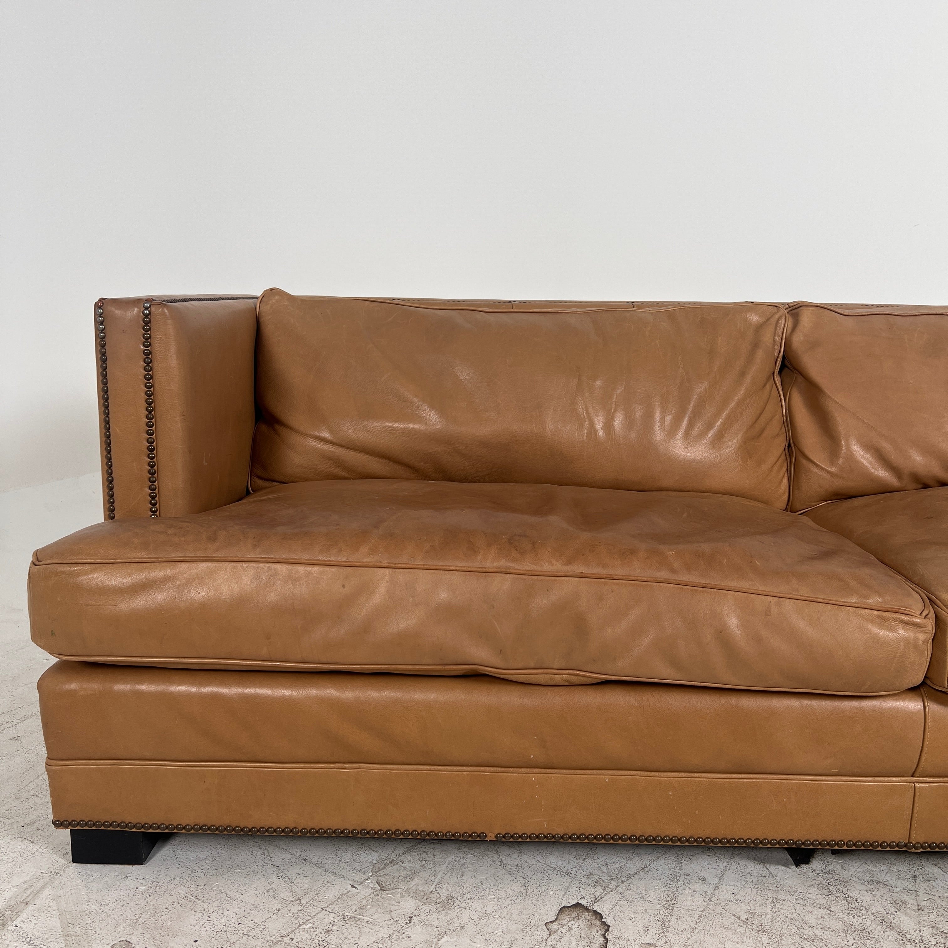 Restoration Hardware Easton leather sofa. Rh down filled couch. Delivery available
