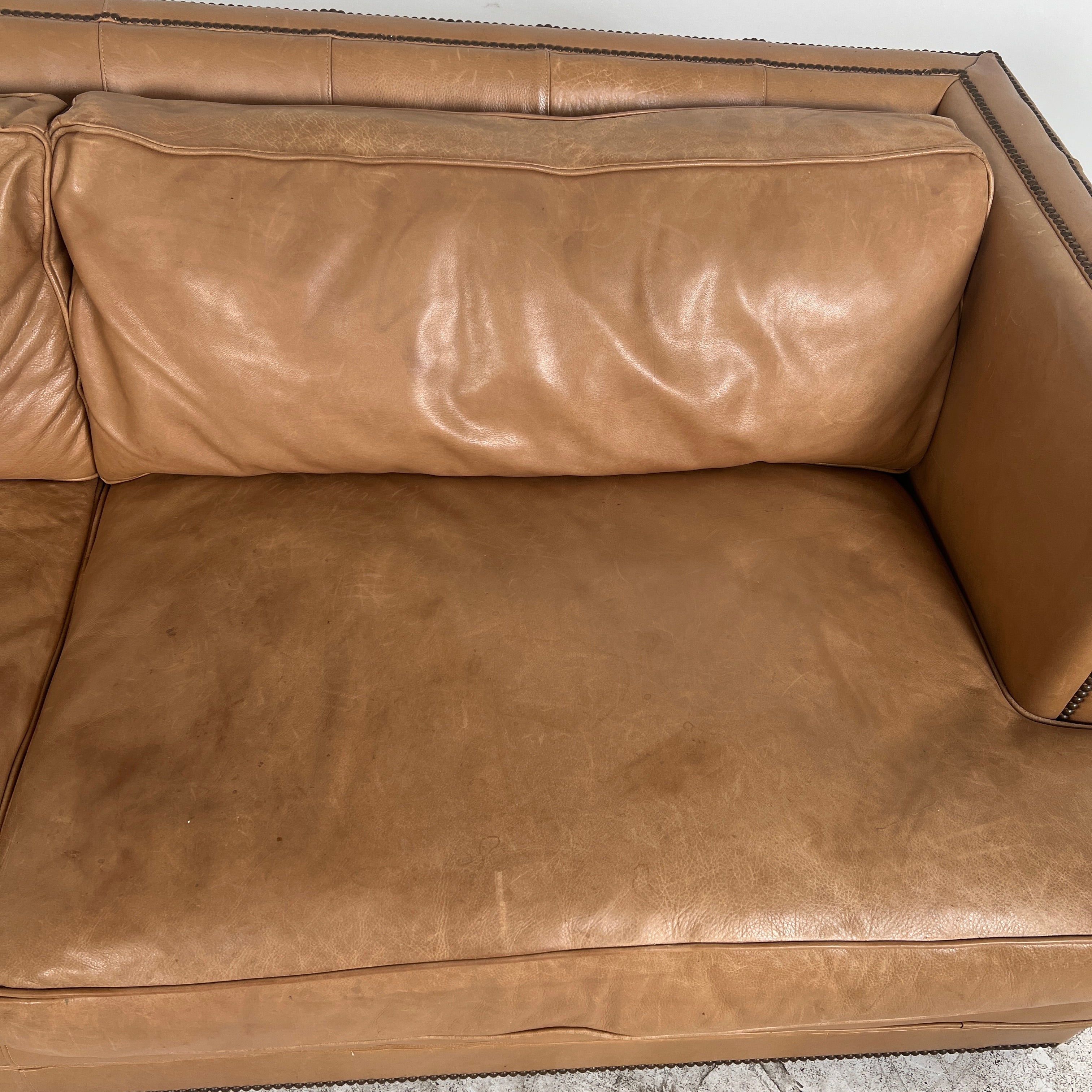 Restoration Hardware Easton leather sofa. Rh down filled couch. Delivery available