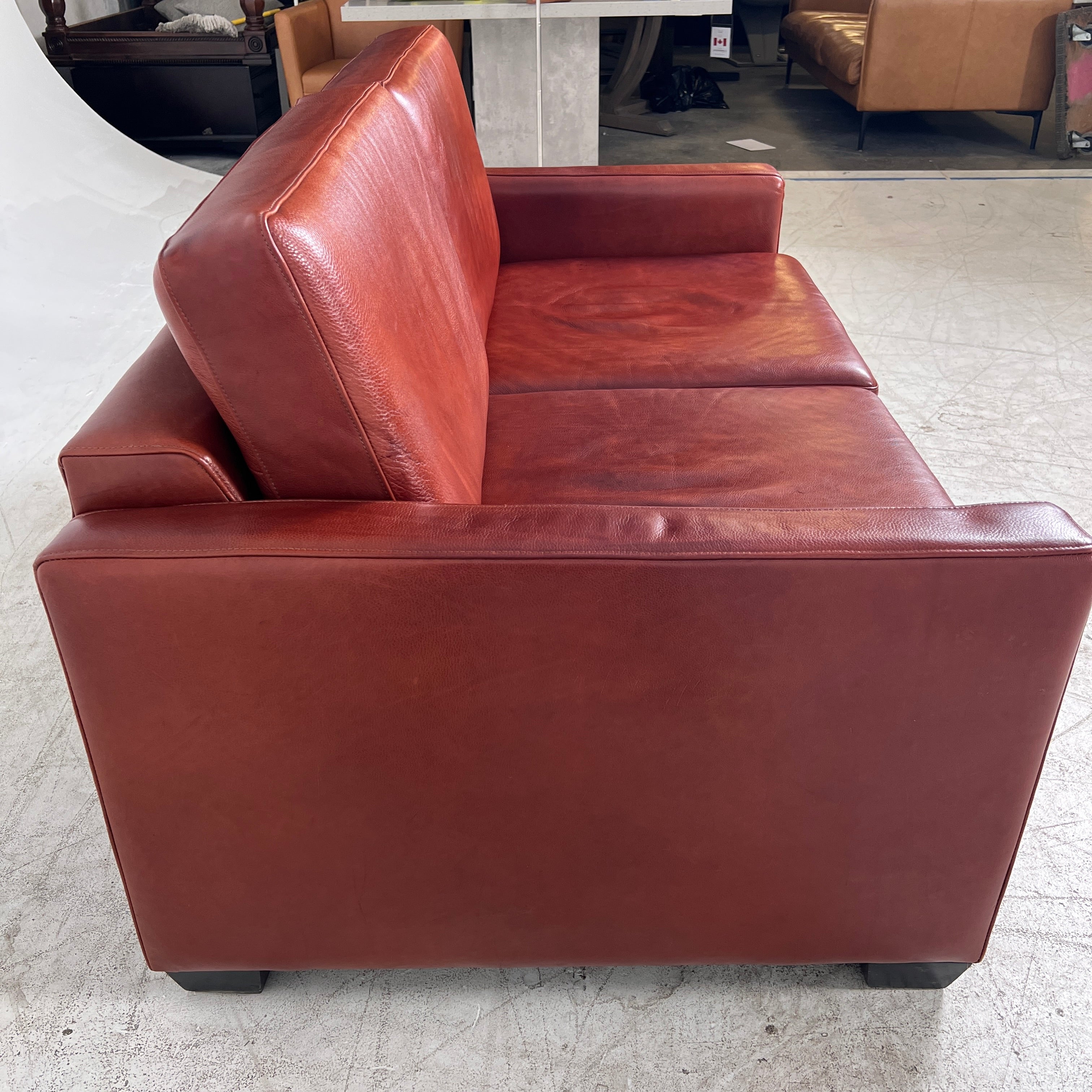 High end Italian Leather loveseat. Genuine leather 2 seater sofa couch. delivery available