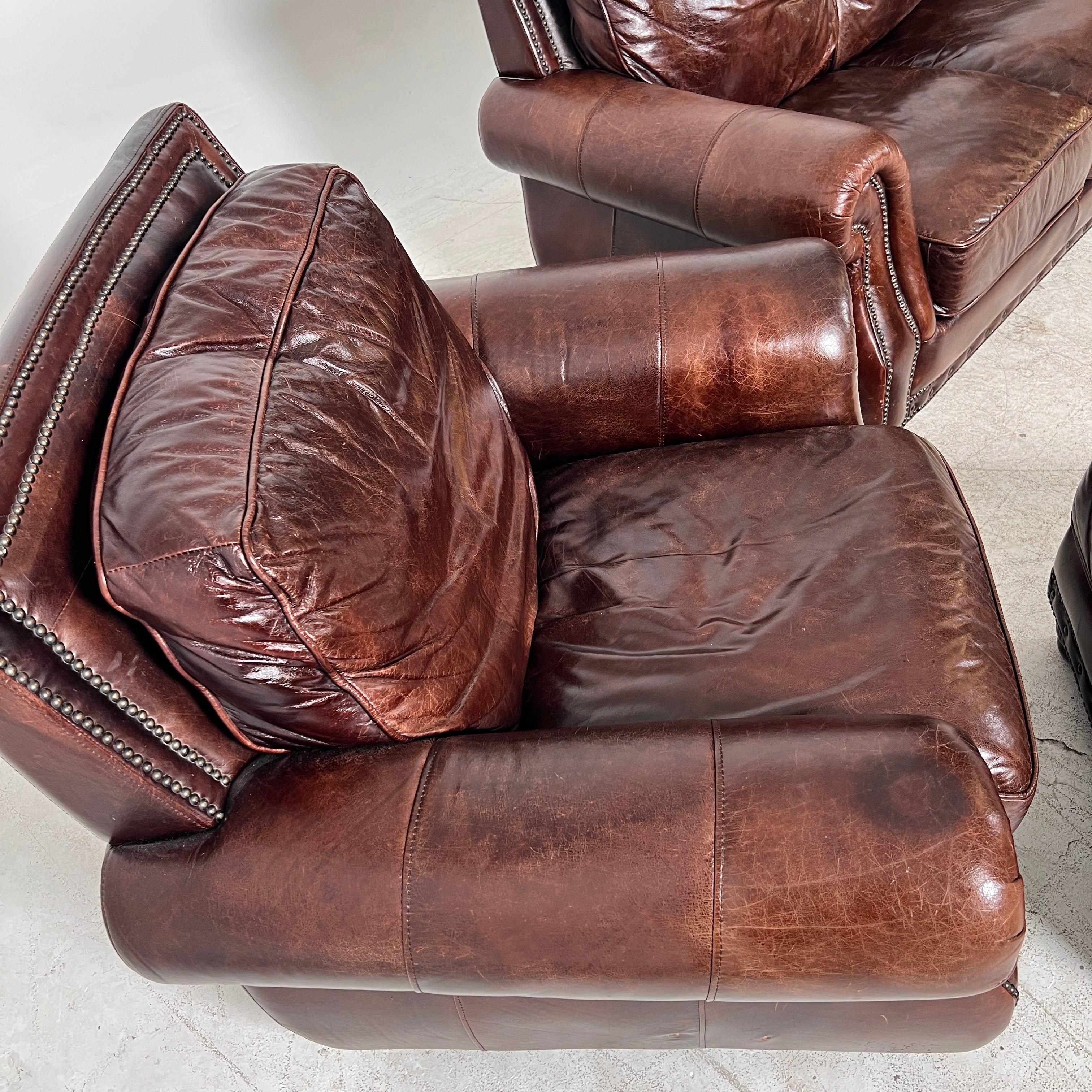 3+1 Sofa Set. Real Leather rolled arm sofa couch set. Delivery available