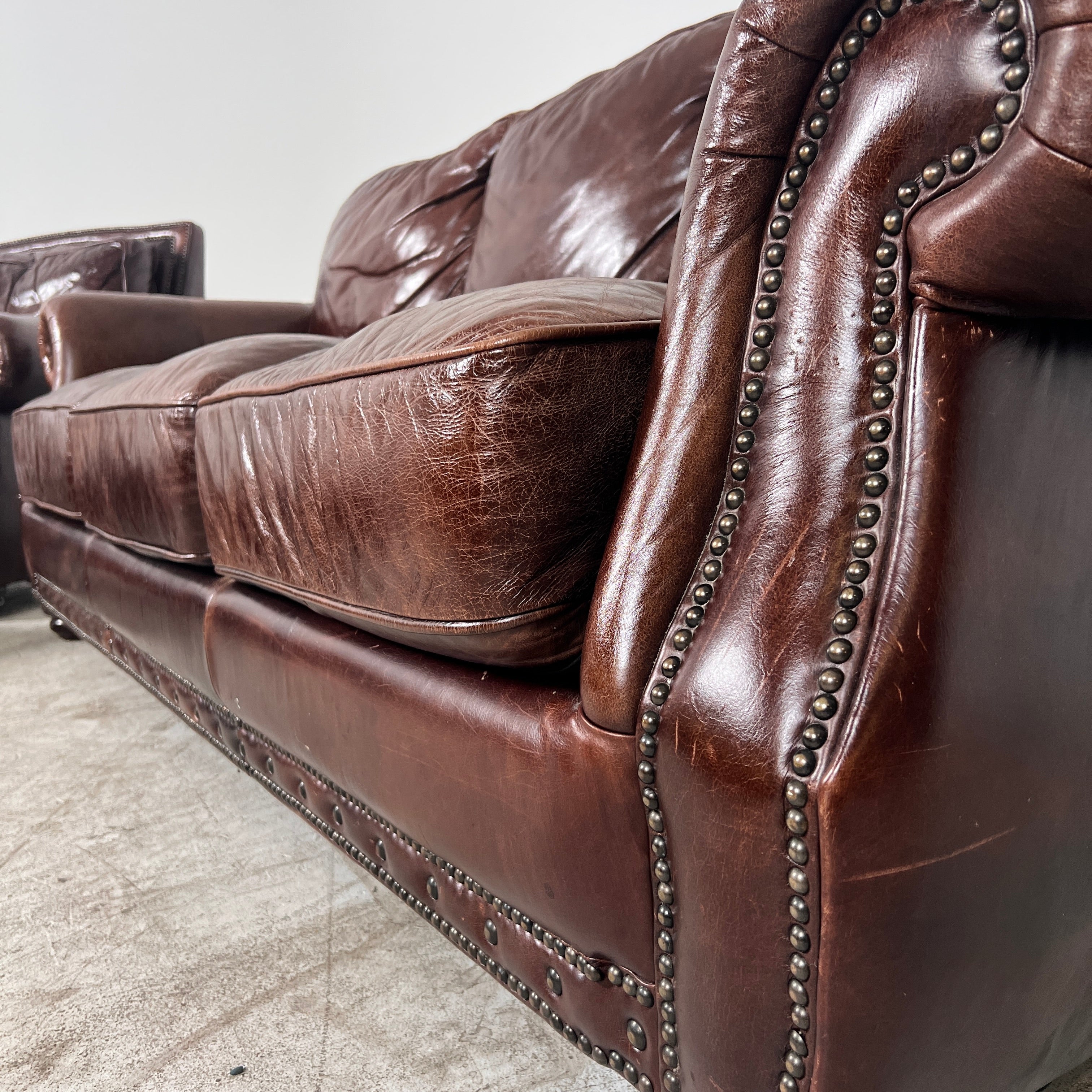 3+1 Sofa Set. Real Leather rolled arm sofa couch set. Delivery available