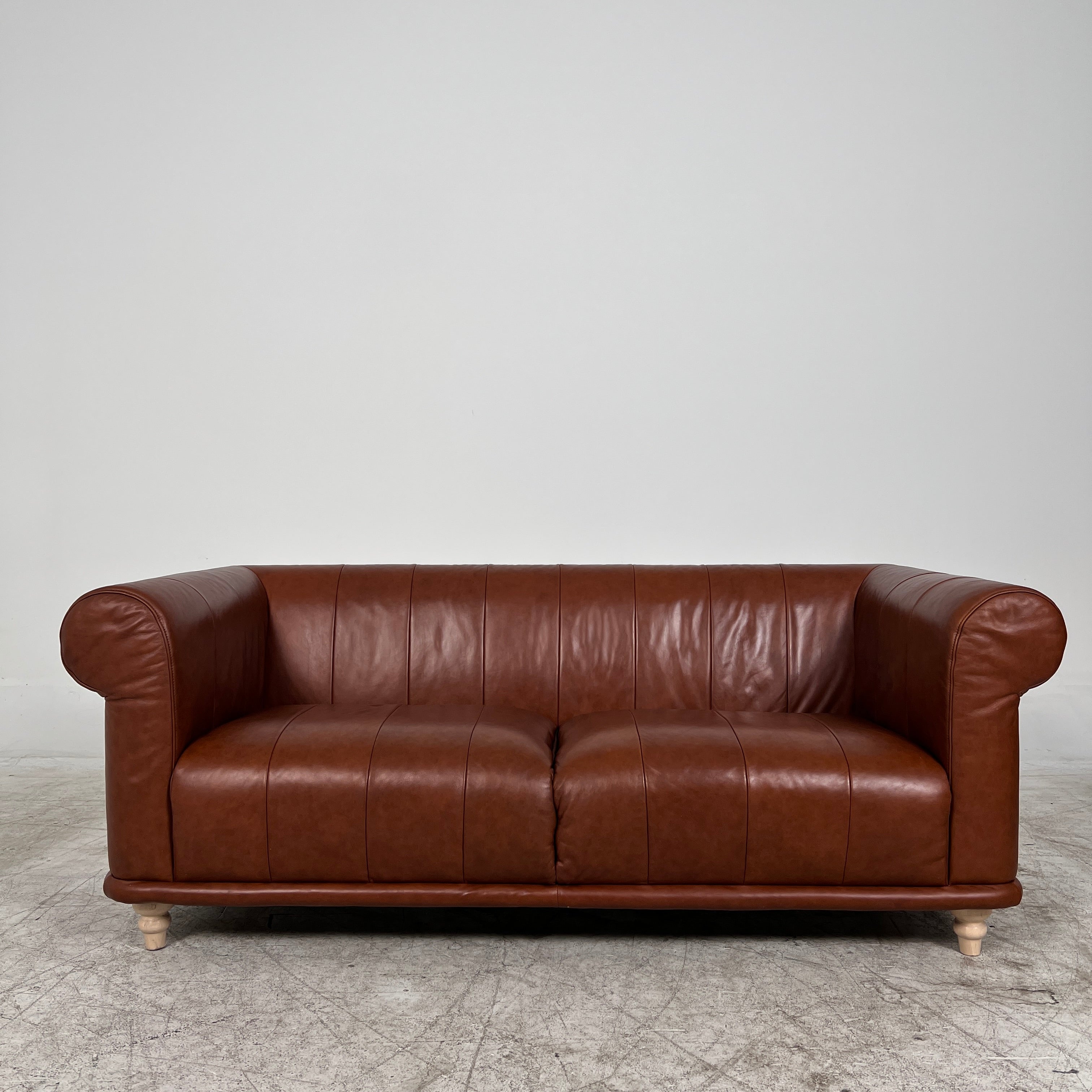 Ikea ViskaFors leather sofa. Cognac sofa couch. Delivery available