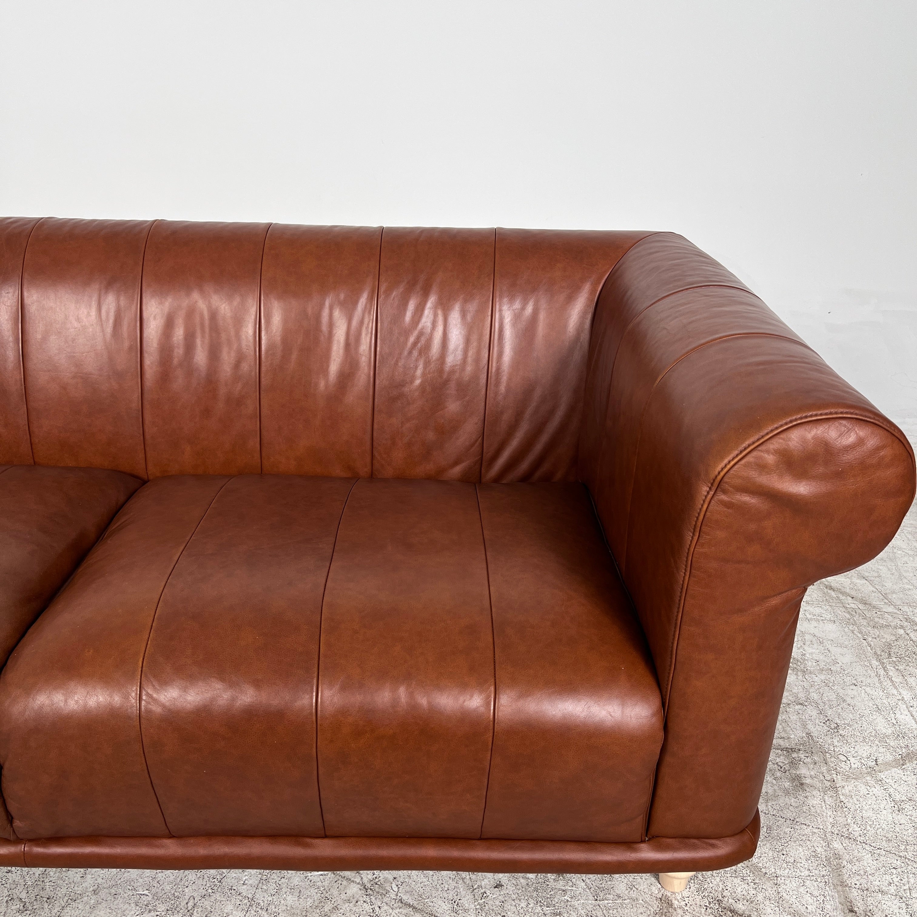 Ikea ViskaFors leather sofa. Cognac sofa couch. Delivery available