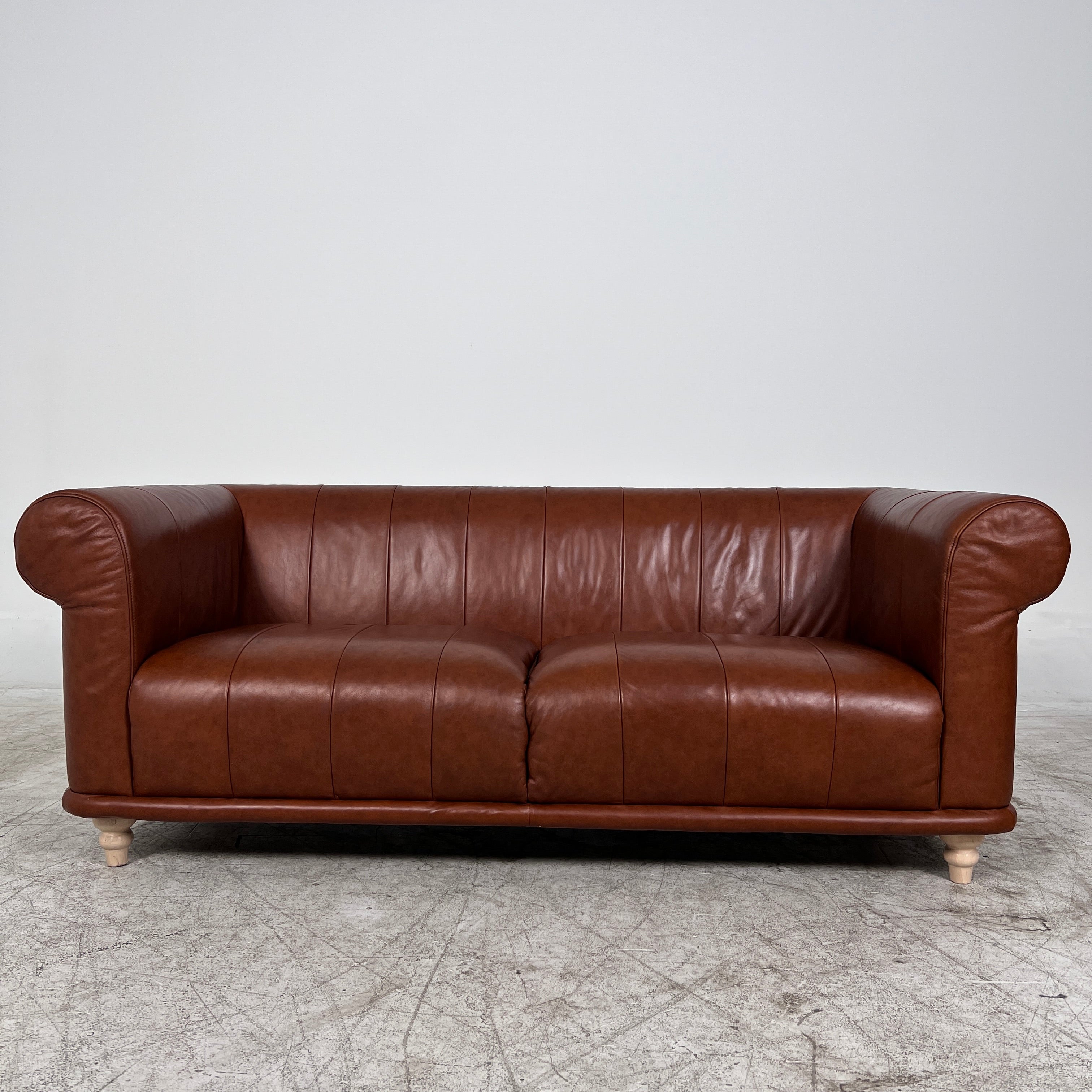 Ikea ViskaFors leather sofa. Cognac sofa couch. Delivery available