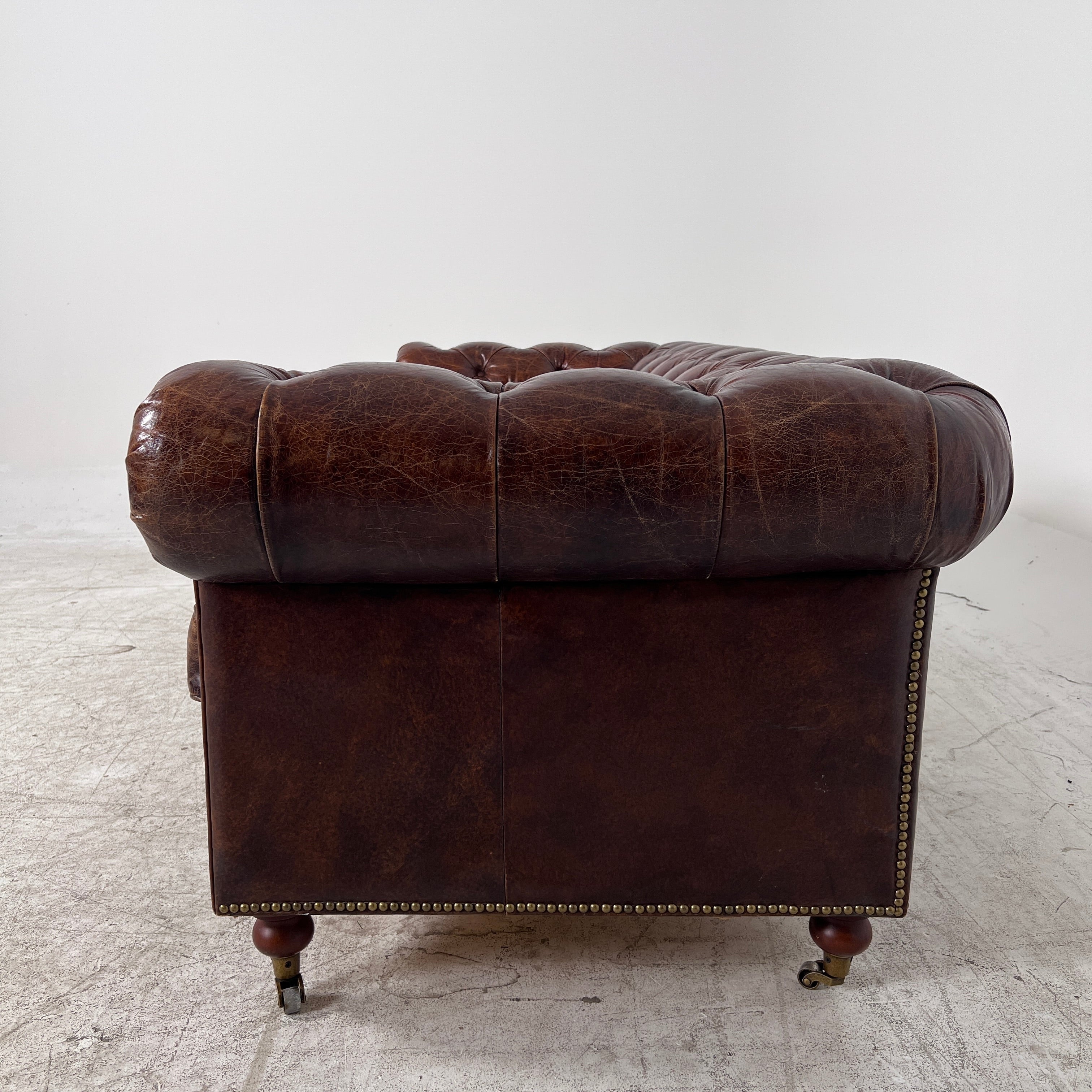 Moe's Chesterfield leather Sofa. Distressed leather Sofa couch. Delivery available
