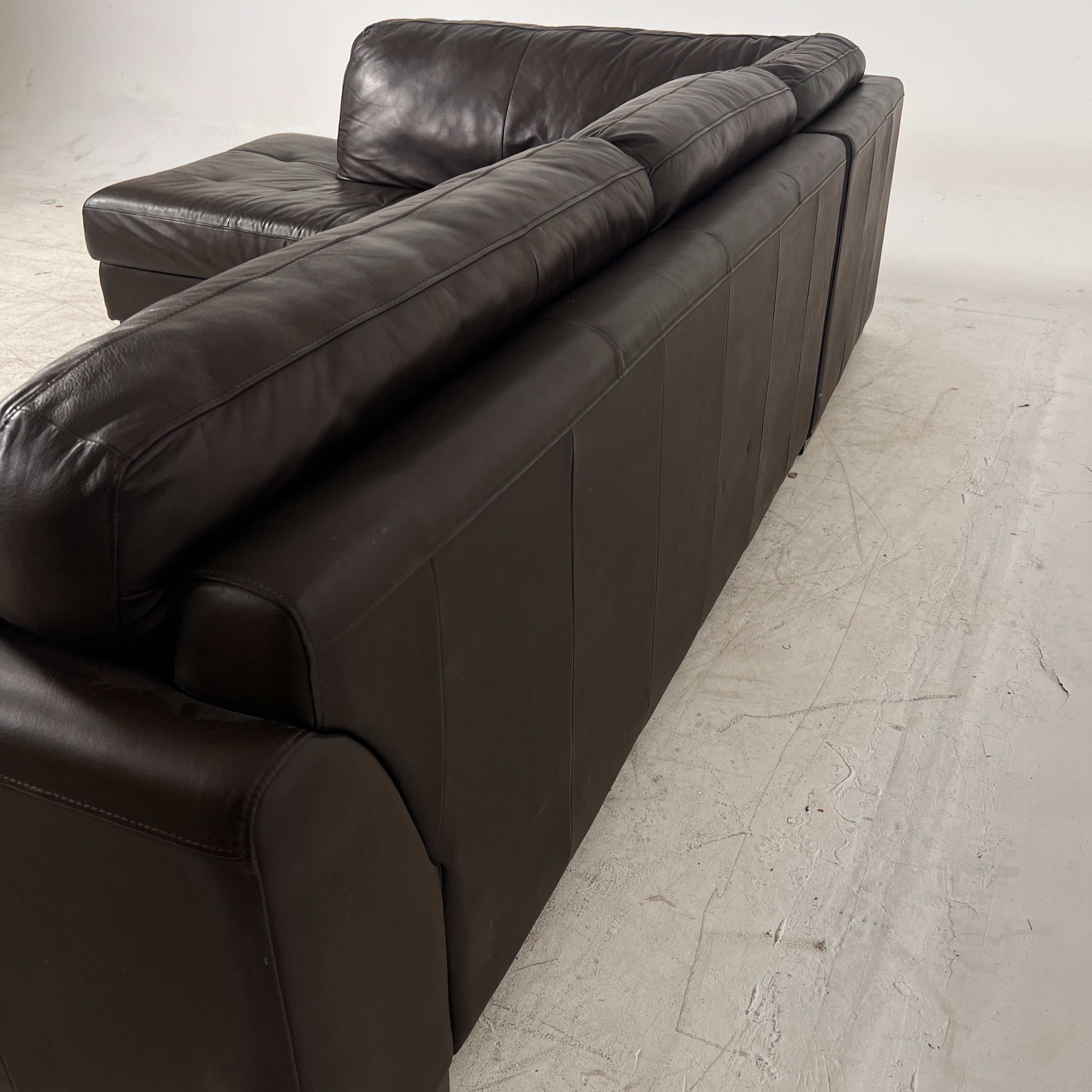 Urban Barn leather Sectional. Brown L shaped sofa couch. Delivery available