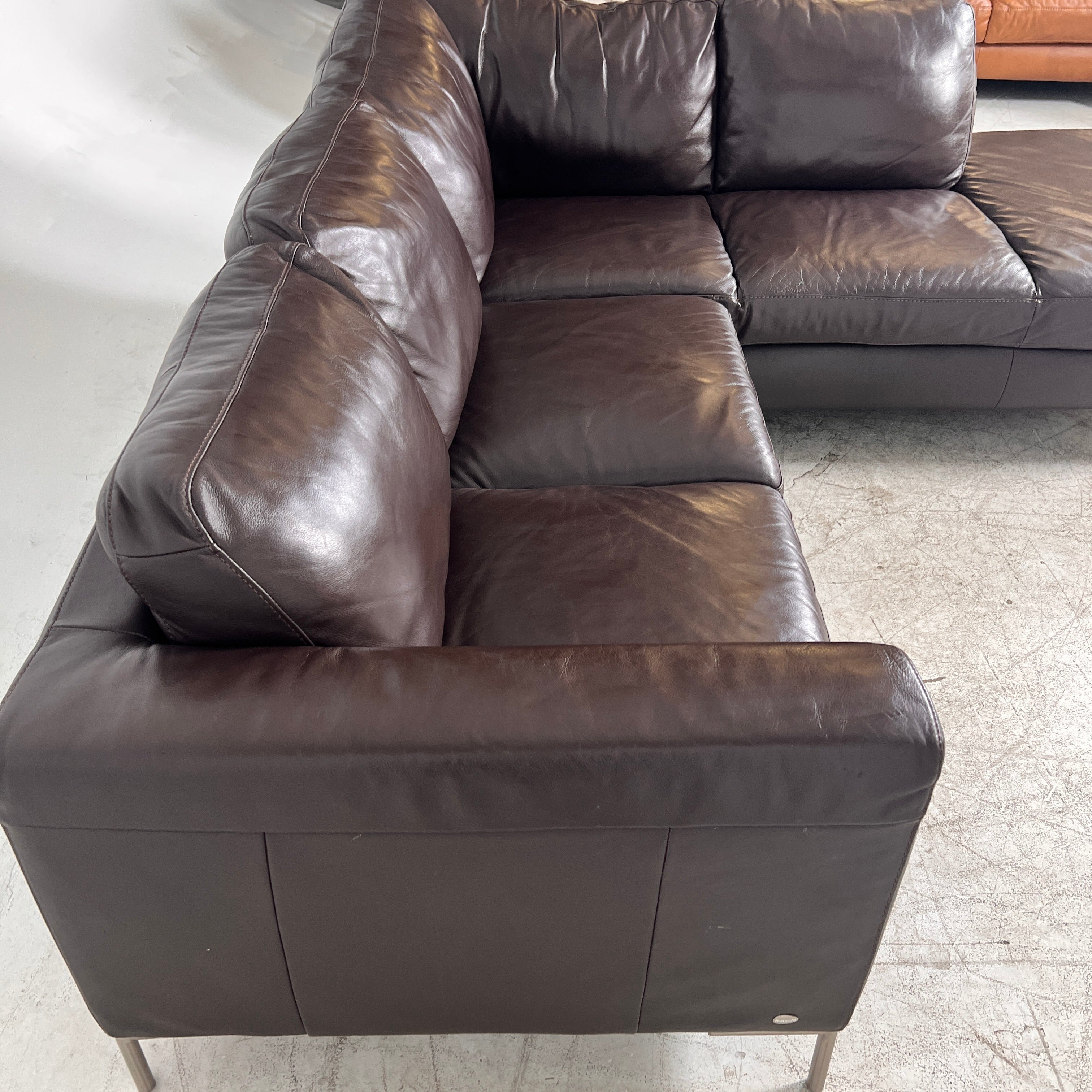 ItalSofa leather Sectional. Brown L shaped sofa couch. Delivery available