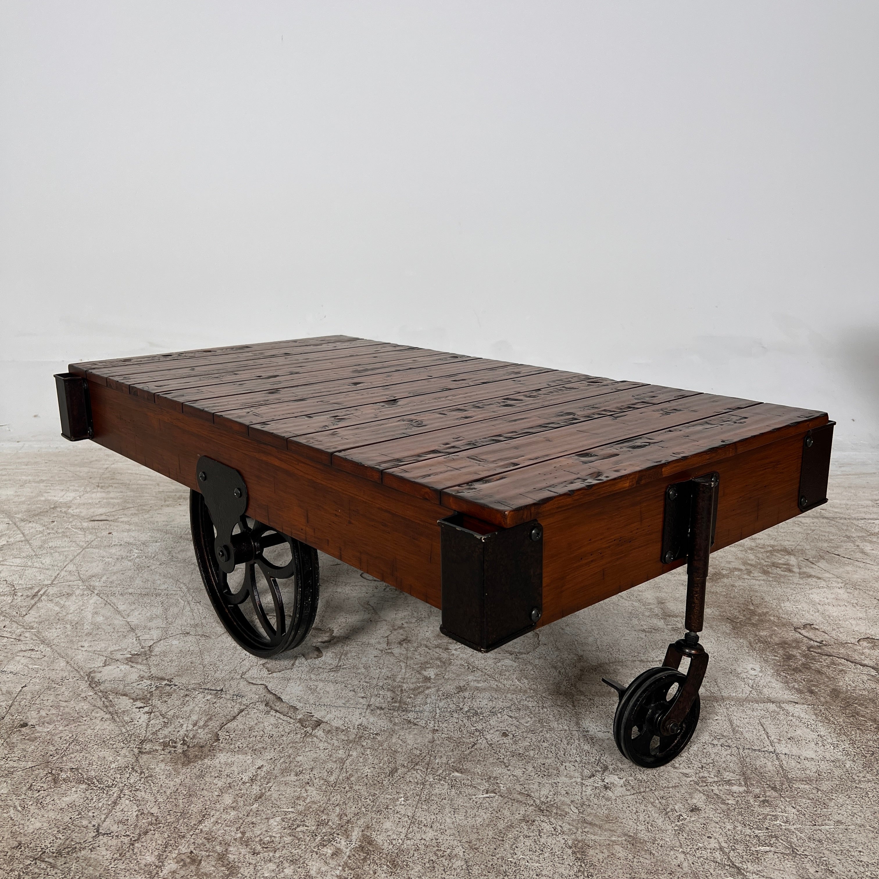 Restoration Hardware Rail Cart Coffee Table. RH MCM reclaimed wood. Delivery available