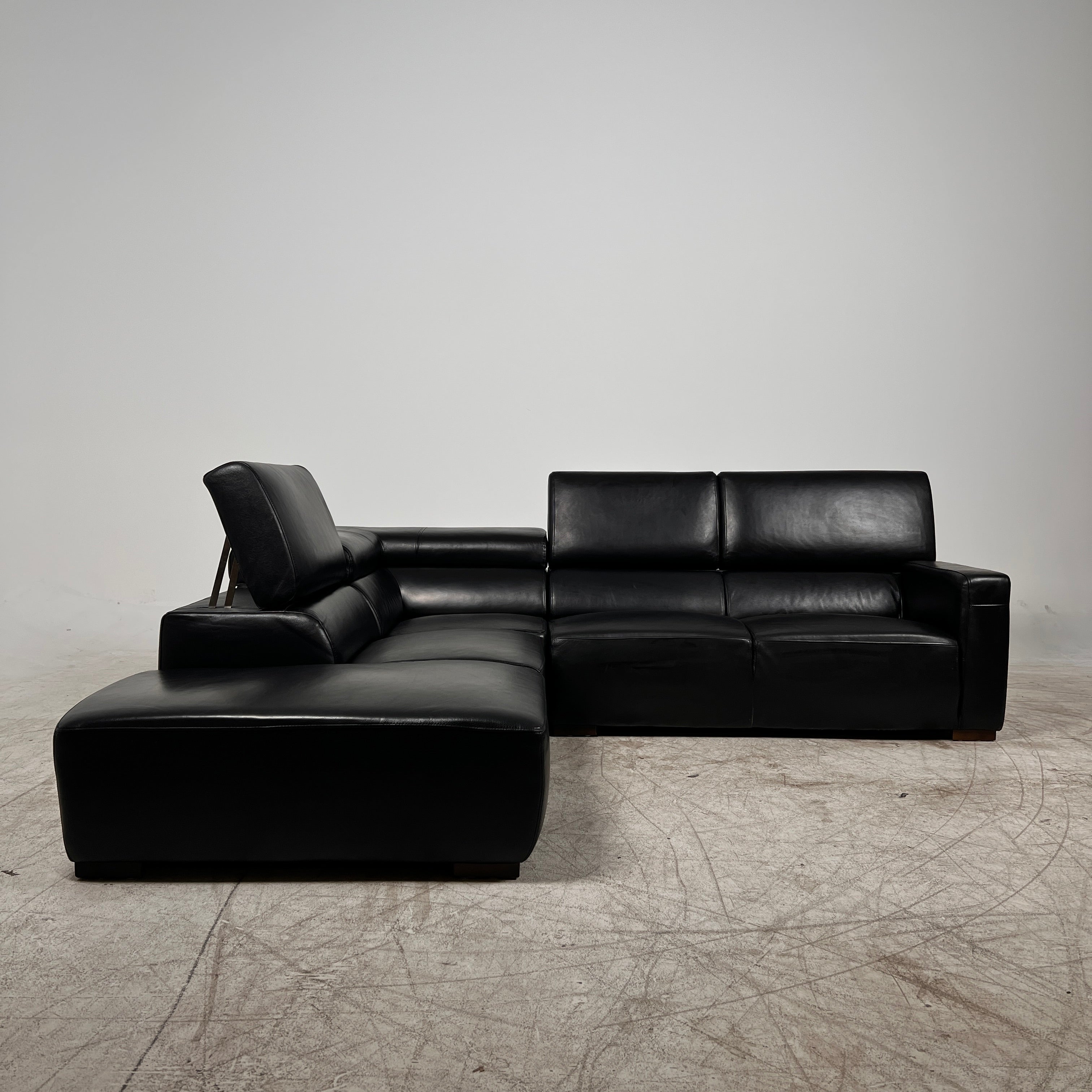 Black leather Sectional. Top grain leather L shaped sofa couch. Delivery available