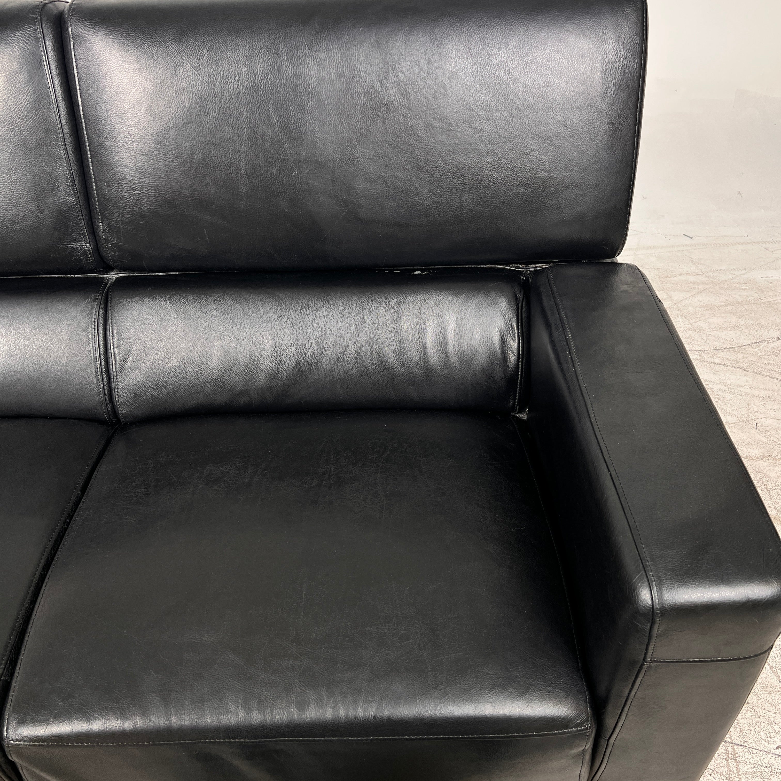 Black leather Sectional. Top grain leather L shaped sofa couch. Delivery available