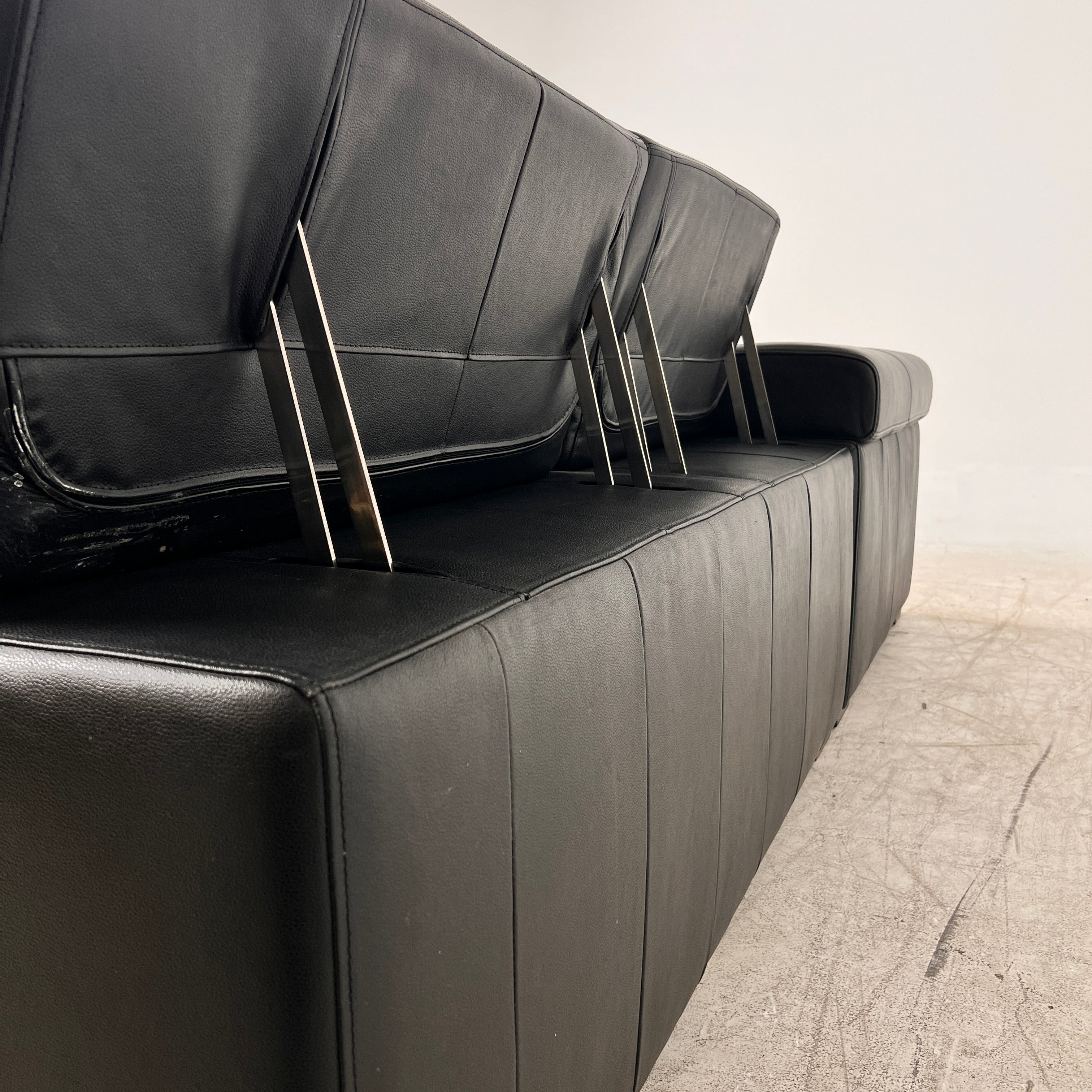 Black leather Sectional. Top grain leather L shaped sofa couch. Delivery available