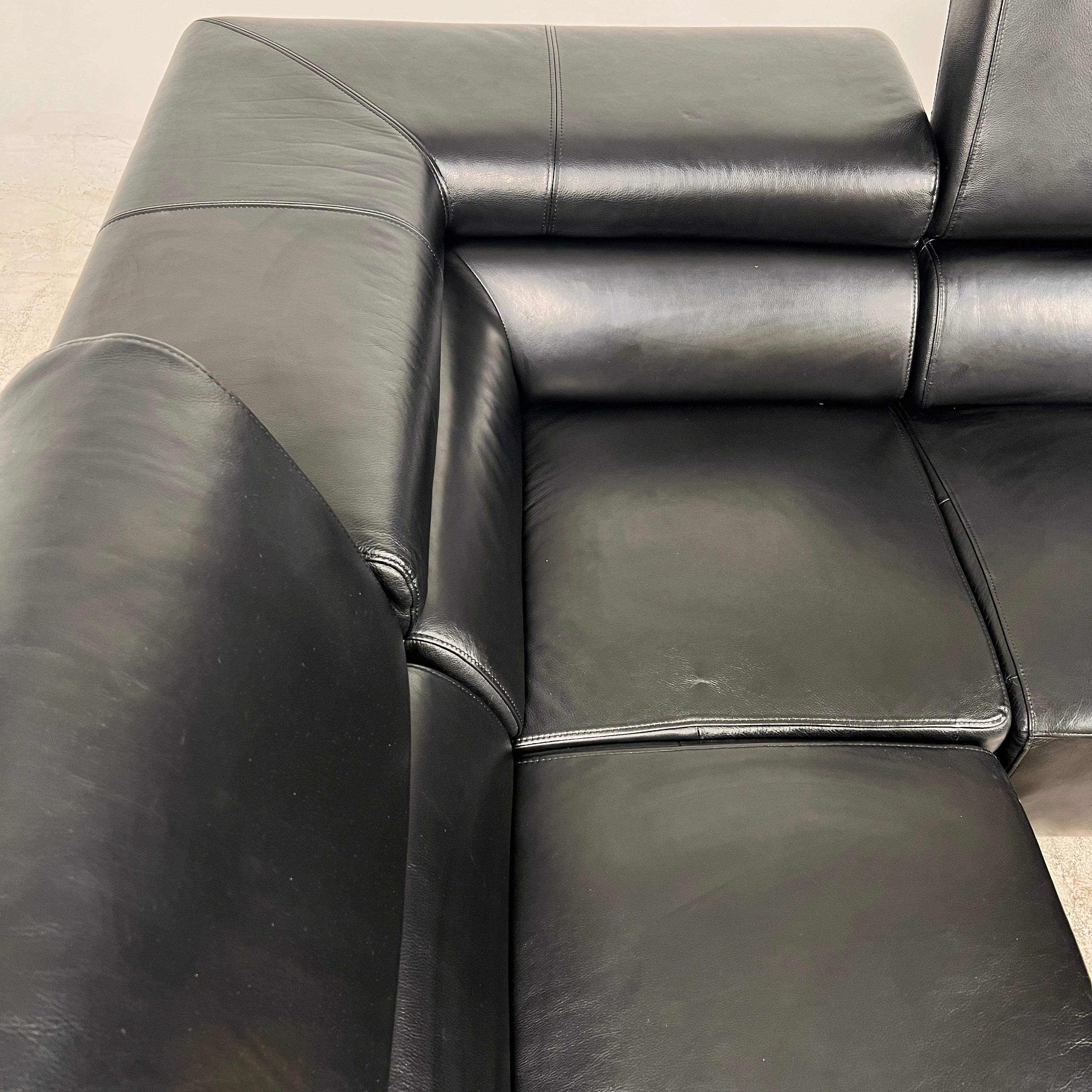 Black leather Sectional. Top grain leather L shaped sofa couch. Delivery available