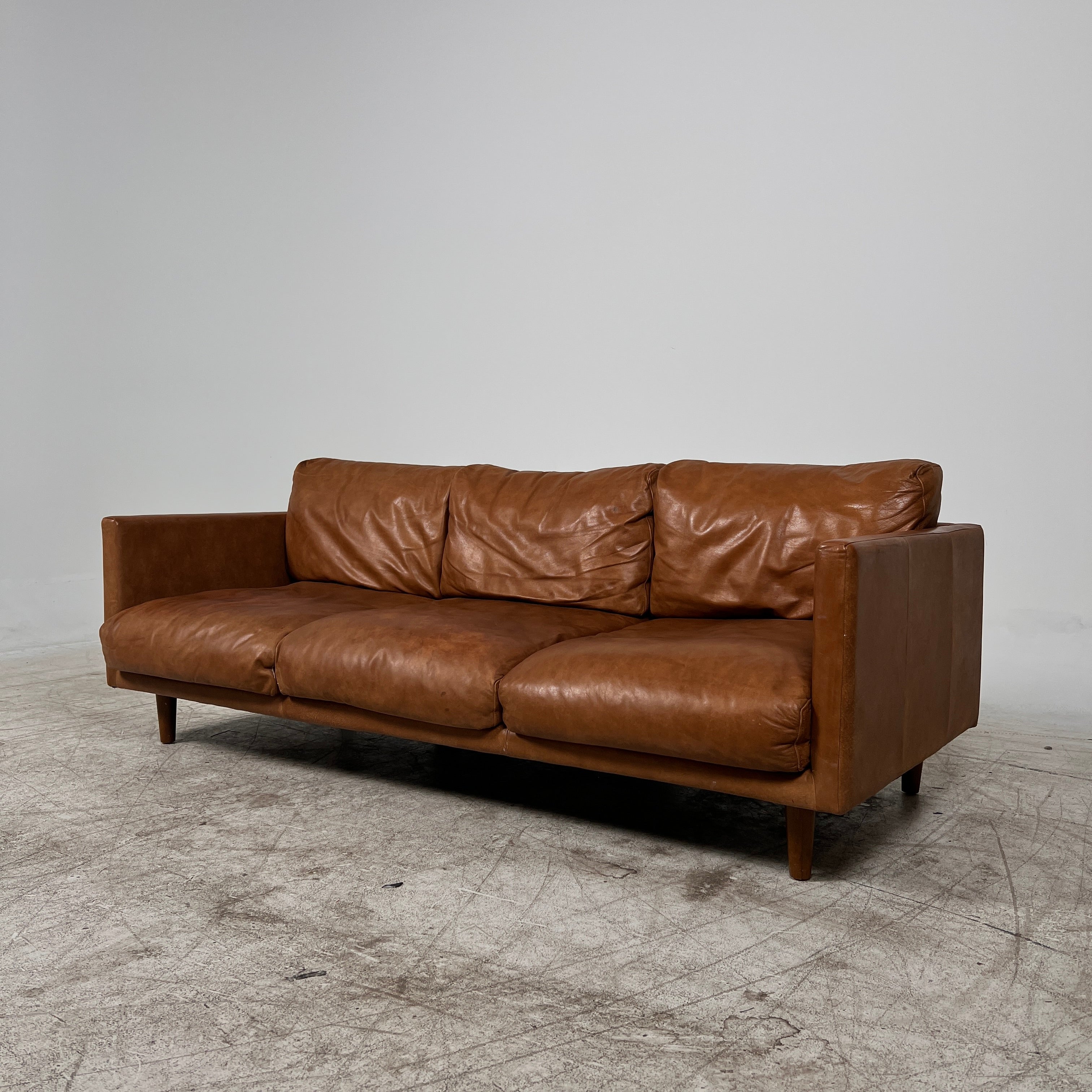 Article Nirvana 3 seater Sofa couch. Down filled MCM leather couch. delivery available