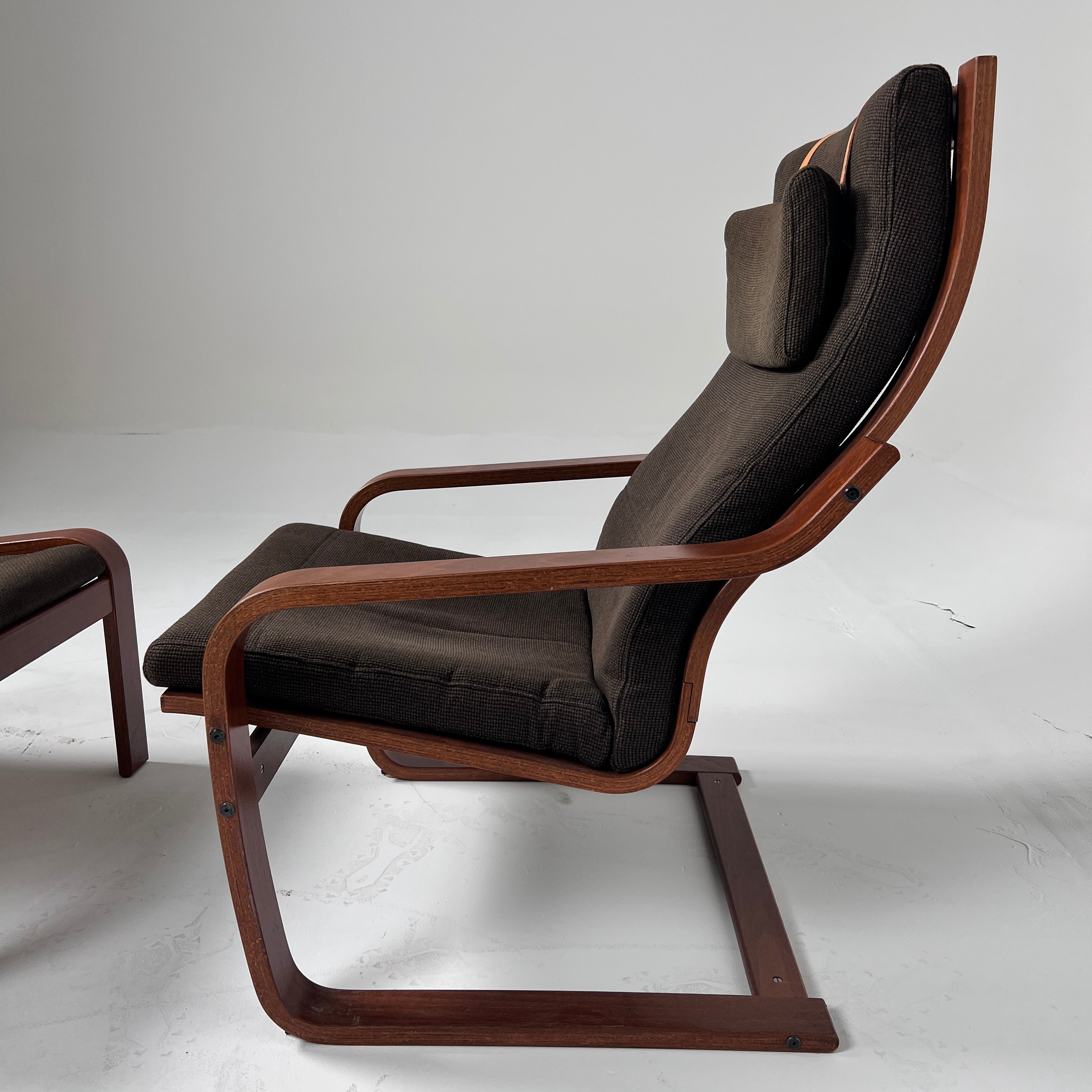 Ikea Poang Chair + ottoman. Wood and Fabric chair. Delivery available