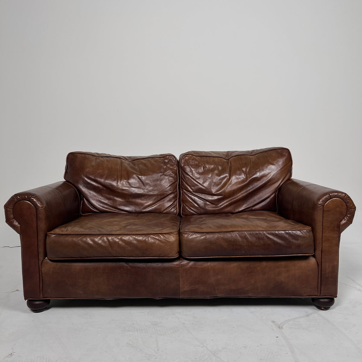 Restoration Hardware Lancaster Loveseat. Genuine Leather 2 seater Sofa