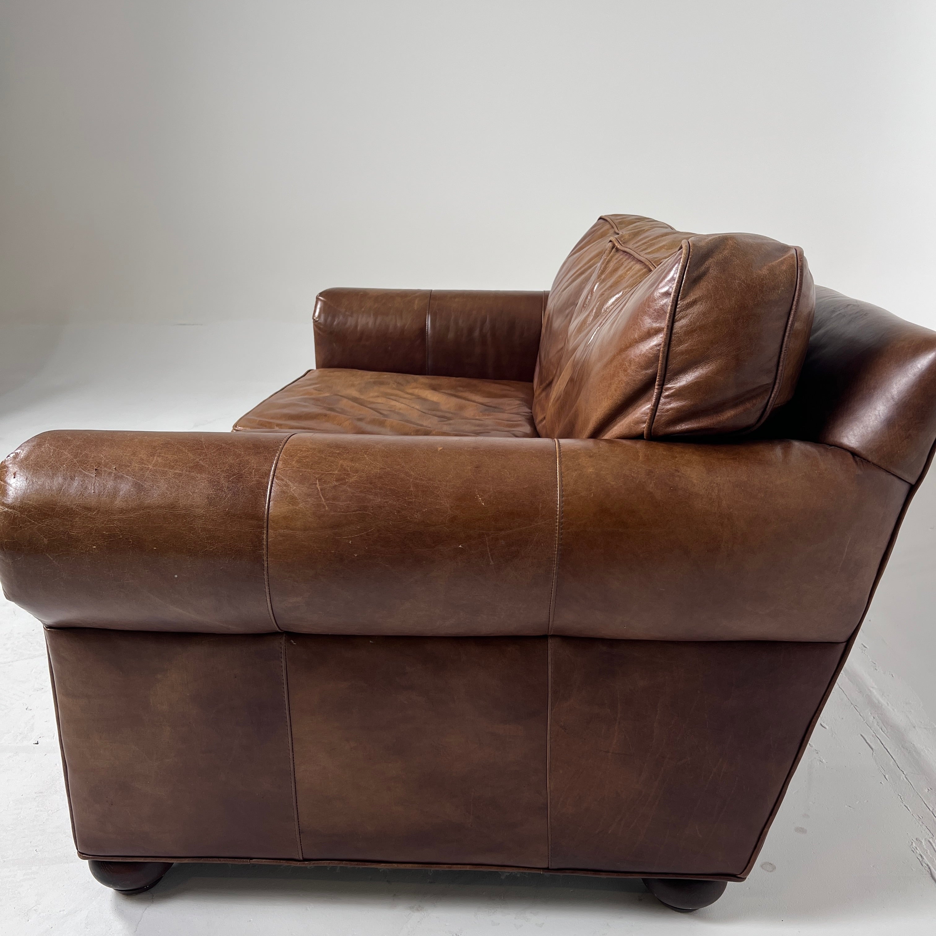 Restoration Hardware Lancaster Loveseat. Genuine Leather 2 seater Sofa