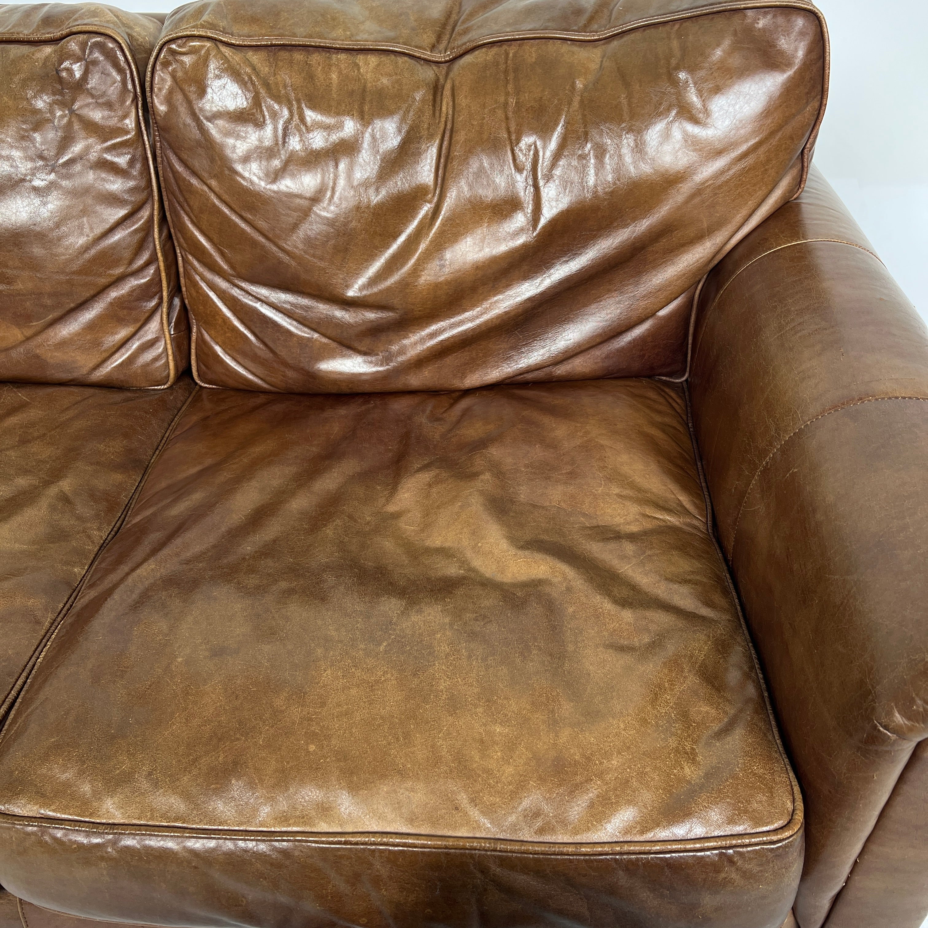 Restoration Hardware Lancaster Loveseat. Genuine Leather 2 seater Sofa