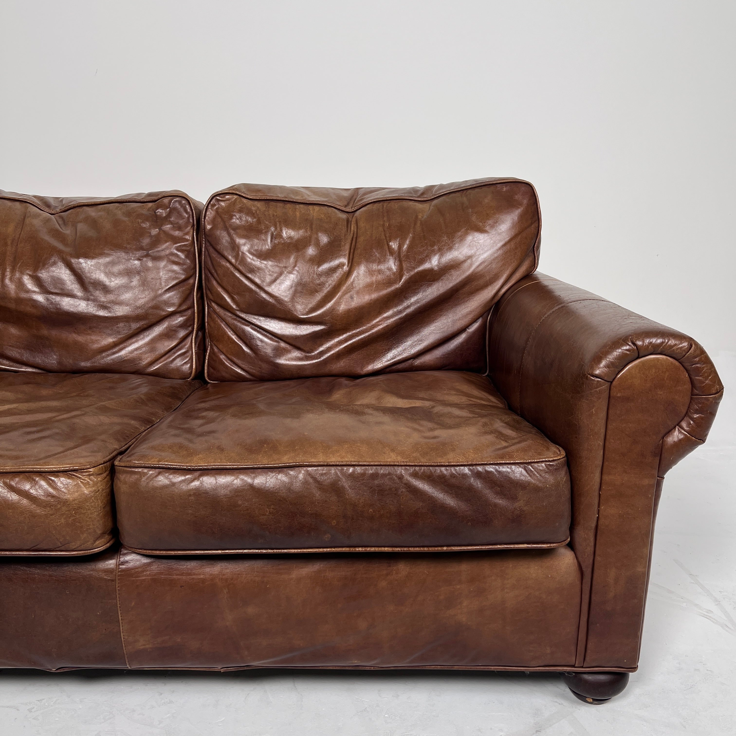Restoration Hardware Lancaster Loveseat. Genuine Leather 2 seater Sofa