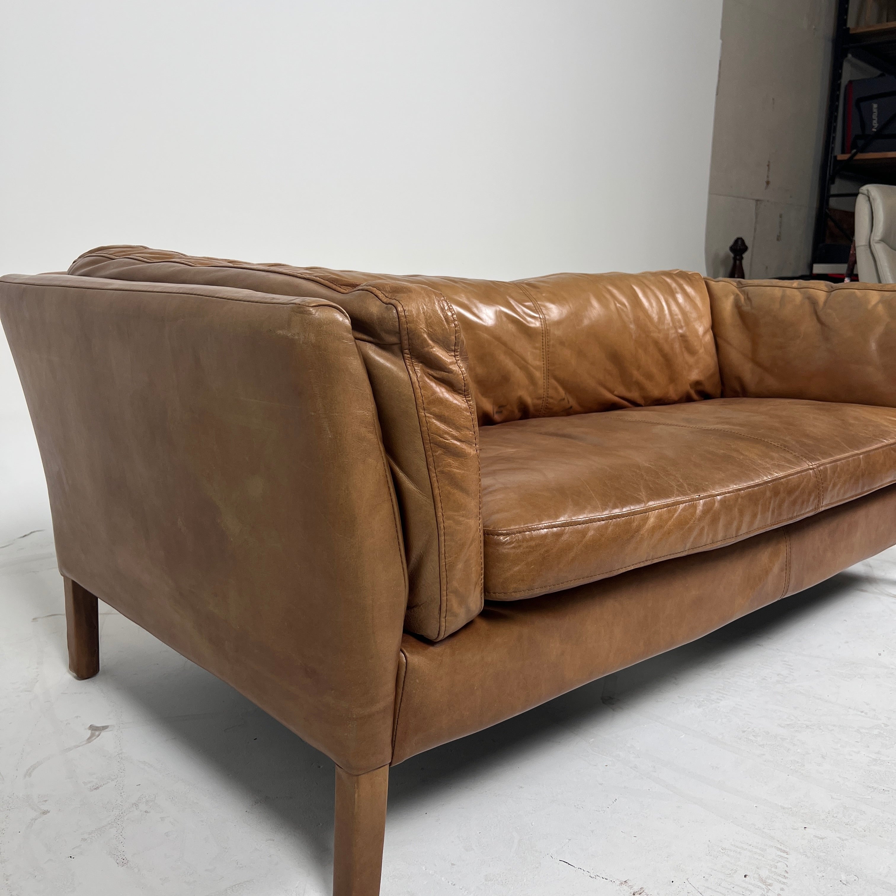 Restoration Hardware Sorensen leather Sofa. Rh leather loveseat. Delivery available