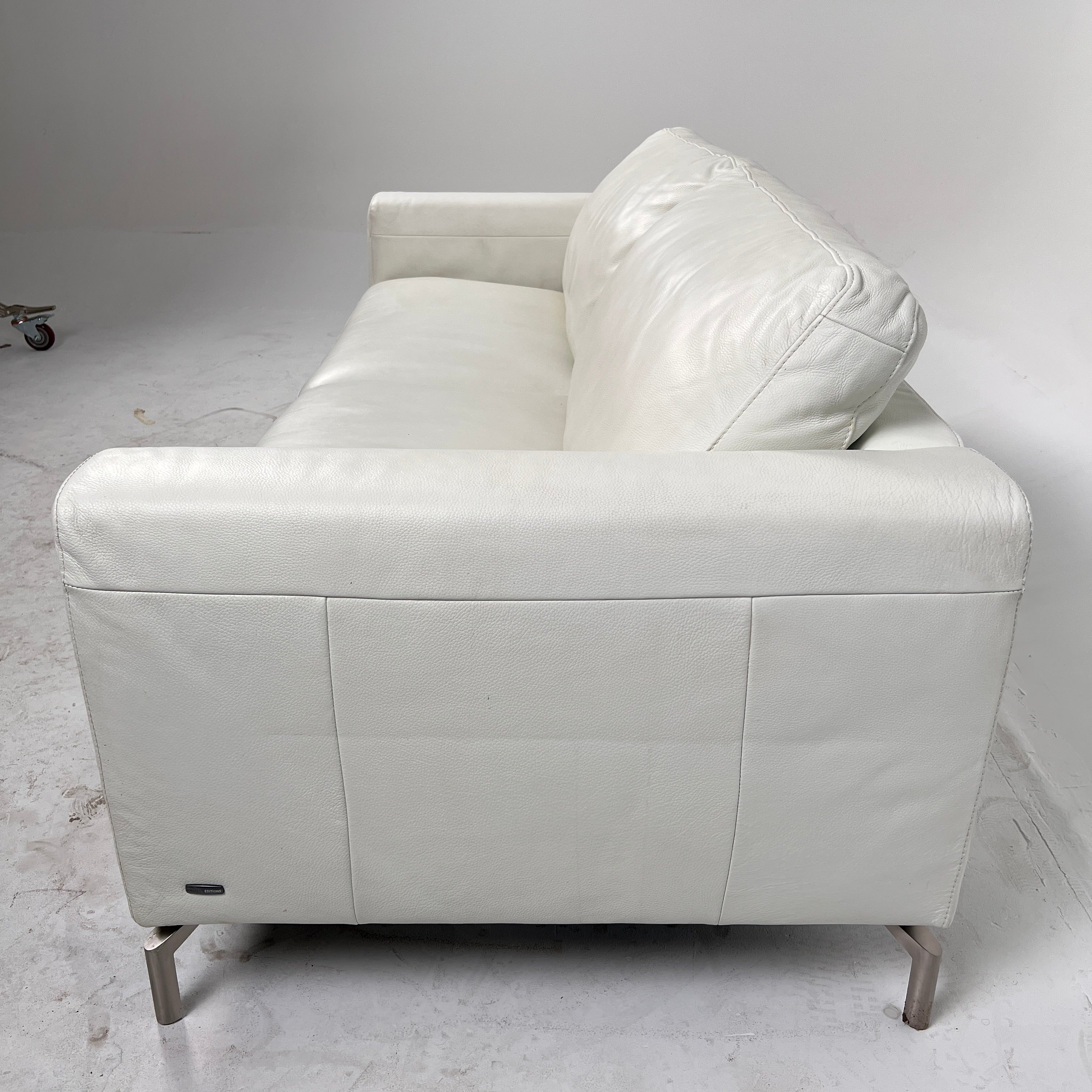 Natuzzi Editions Leather Sofa. White 3 seater Italian couch. delivery available
