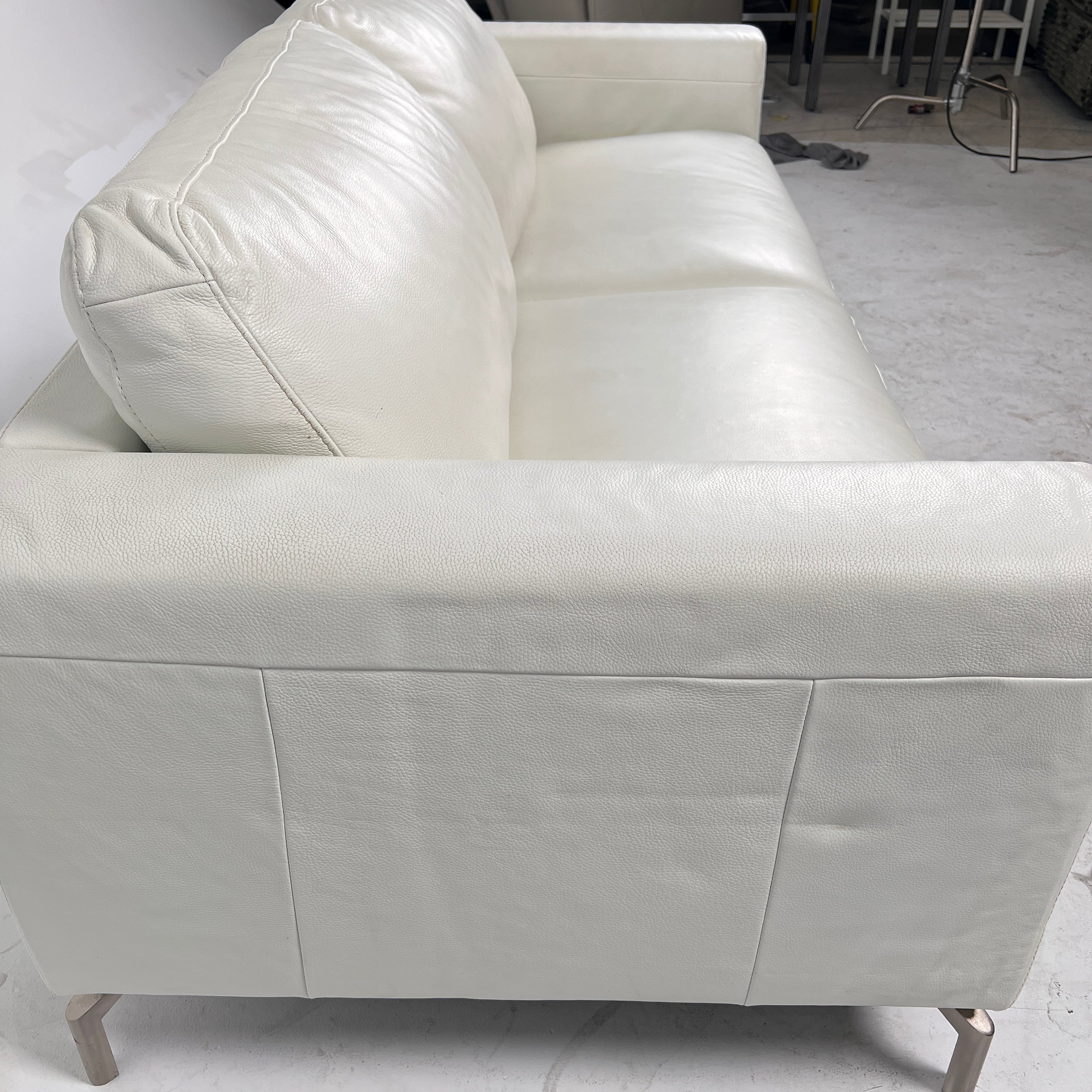 Natuzzi Editions Leather Sofa. White 3 seater Italian couch. delivery available