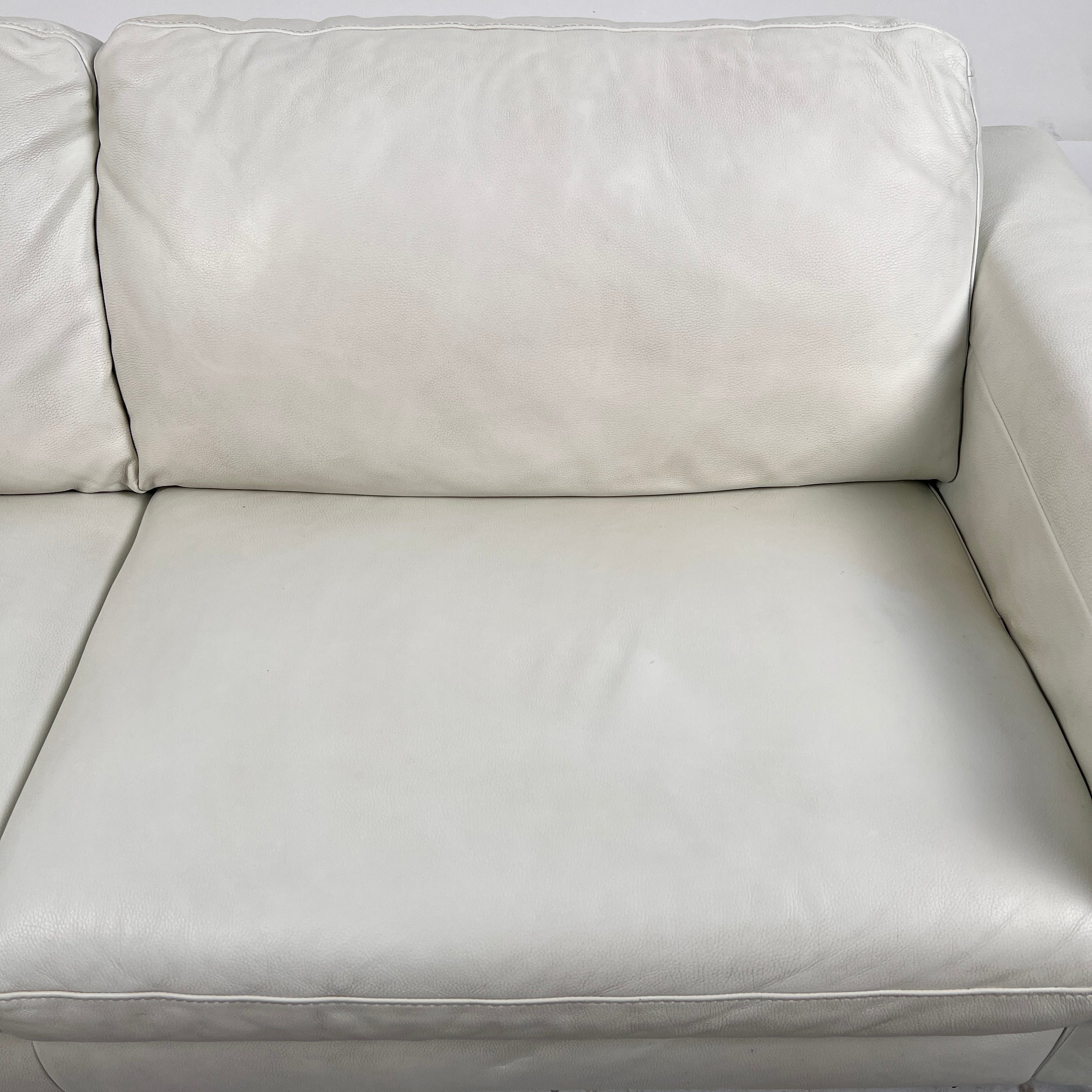 Natuzzi Editions Leather Sofa. White 3 seater Italian couch. delivery available