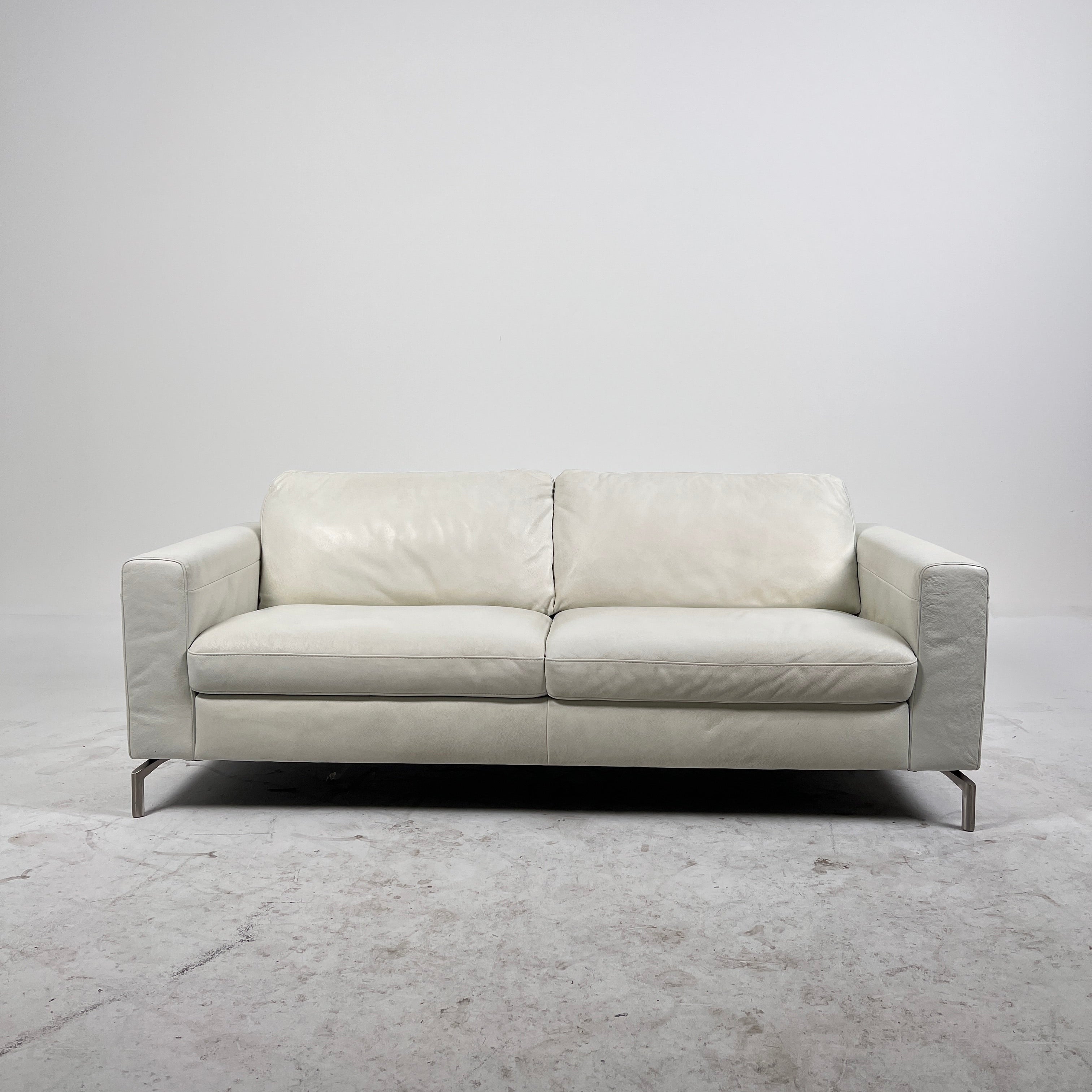 Natuzzi Editions Leather Sofa. White 3 seater Italian couch. delivery available