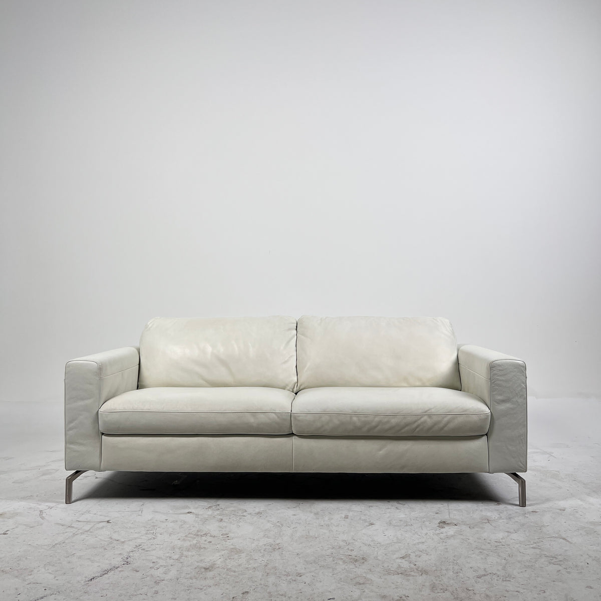 Natuzzi Editions Leather Sofa. White 3 seater Italian couch. delivery available
