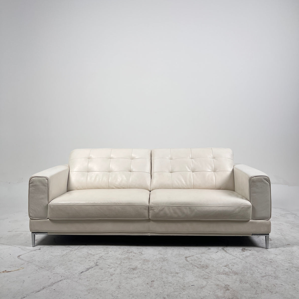 Scan Design leather loveseat. white sofa. Delivery available