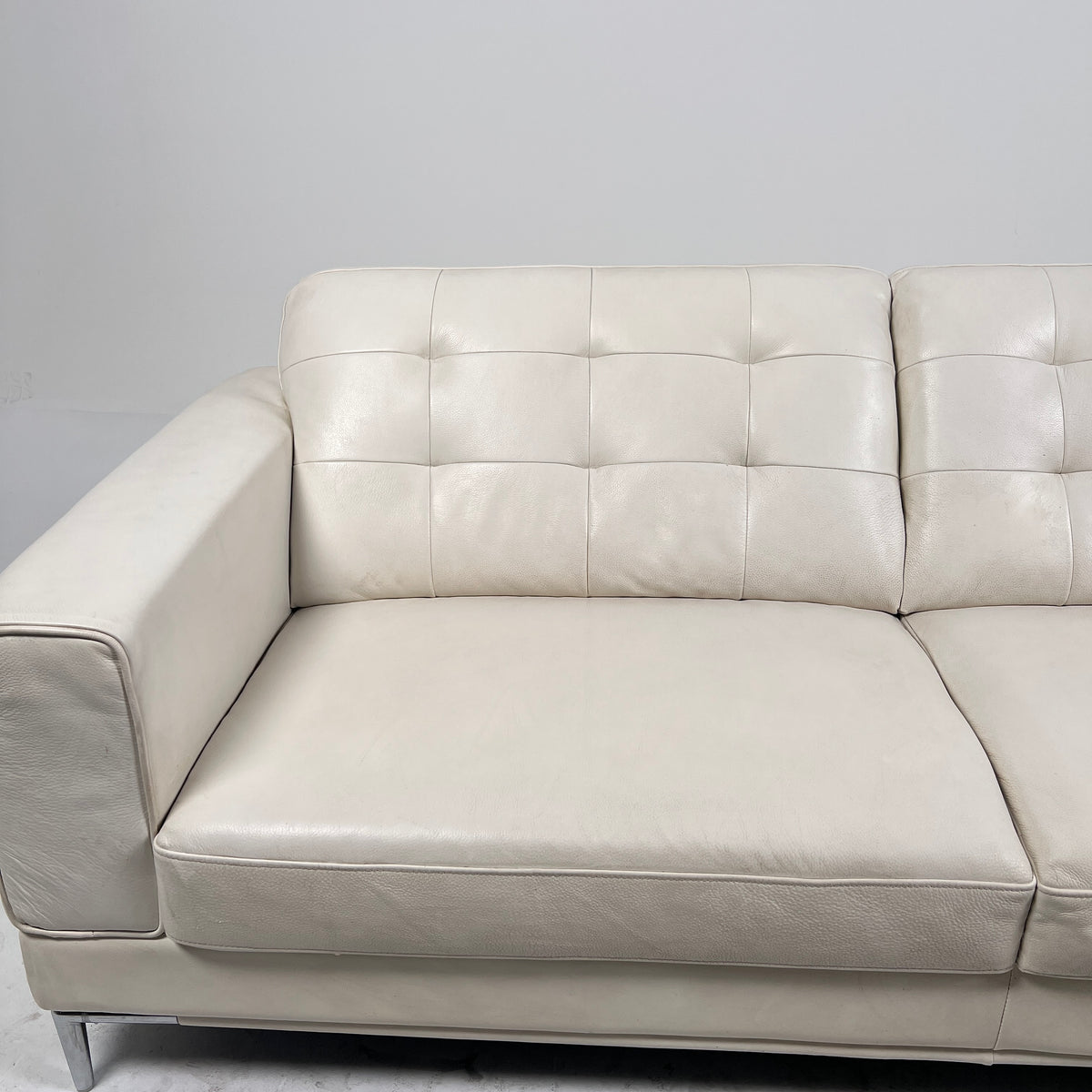 Scan Design leather loveseat. white sofa. Delivery available